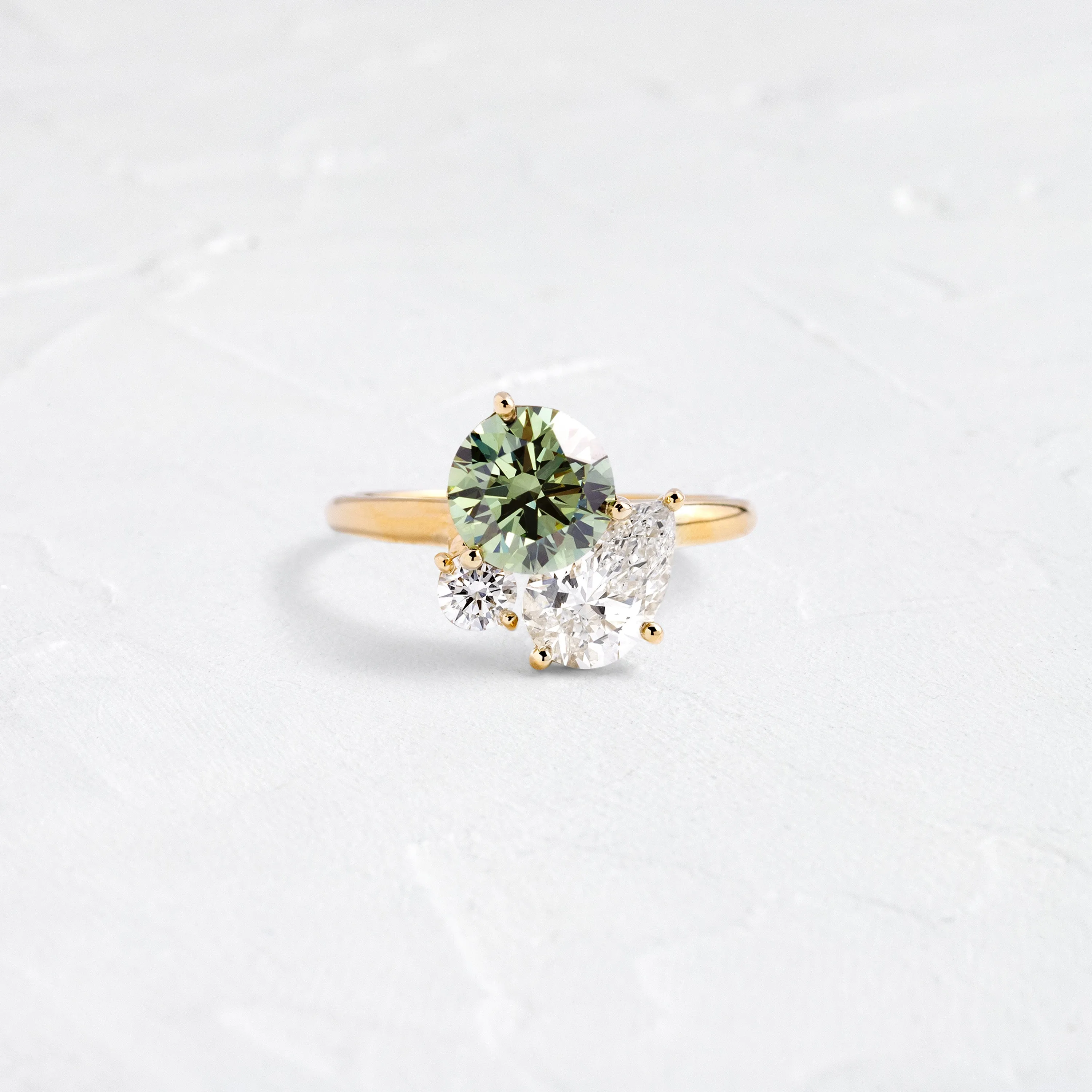 Emboss Ring, 1.5ct. Lab-Grown Green Diamond - OOS