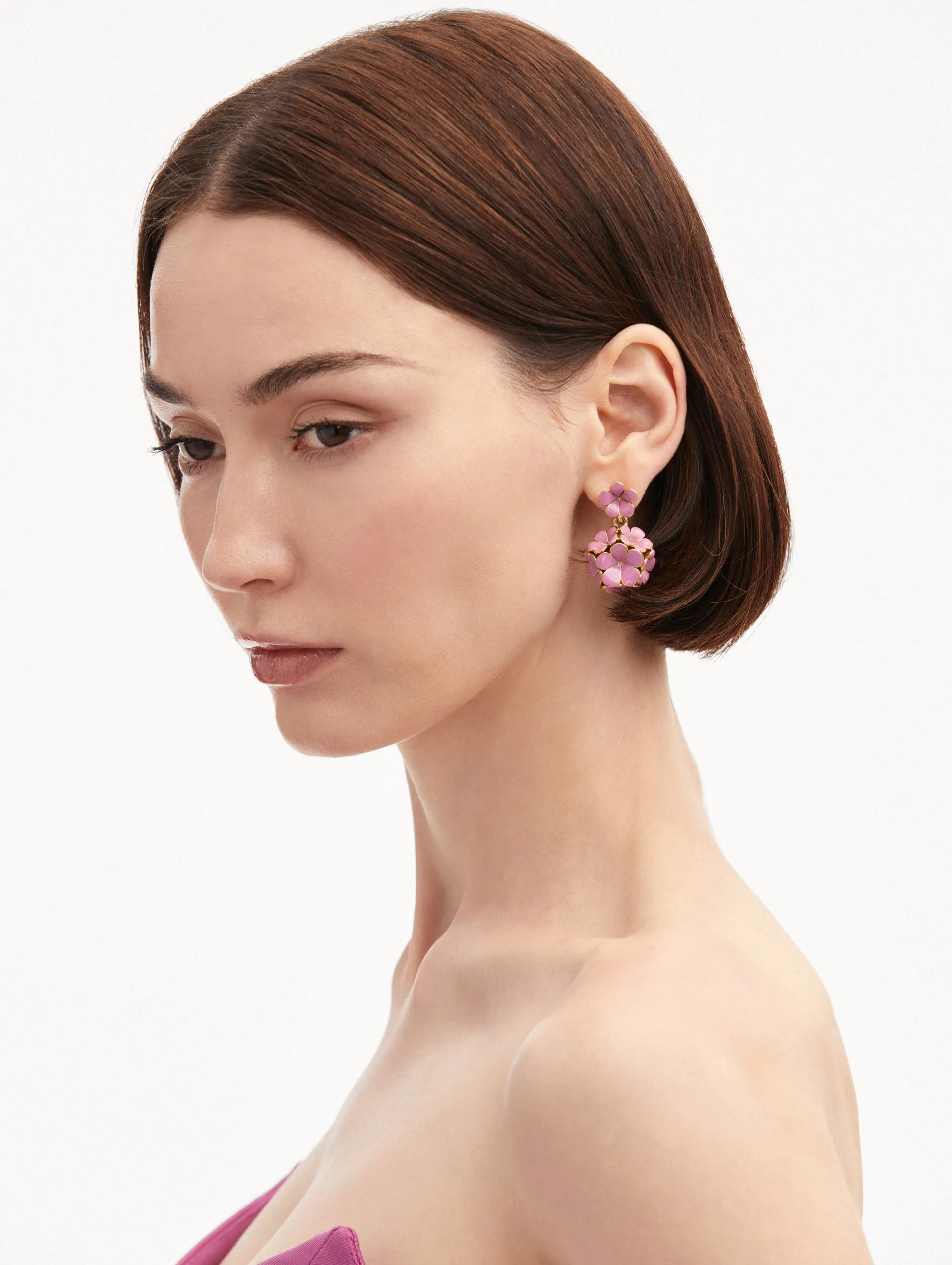 Enamel Flower Drop Earrings