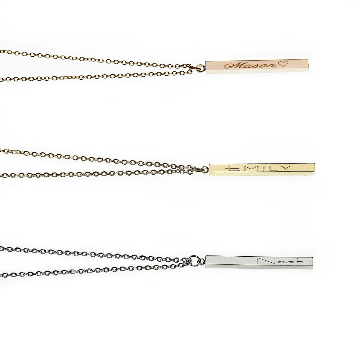 Engraved 4 Side Bar Necklace