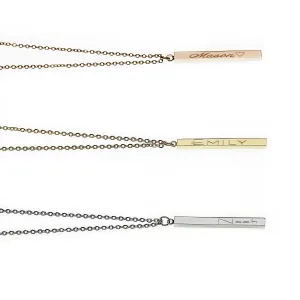 Engraved 4 Side Bar Necklace