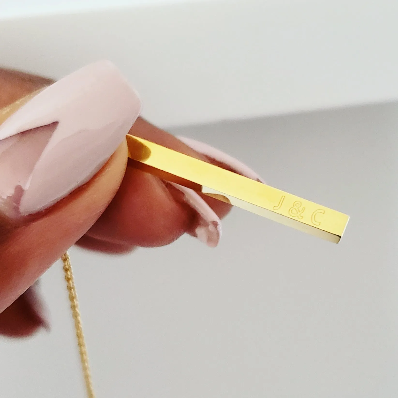 Engraved 4 Side Bar Necklace