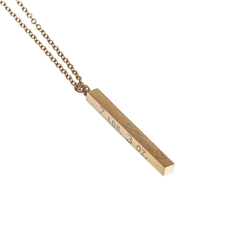 Engraved 4 Side Bar Necklace