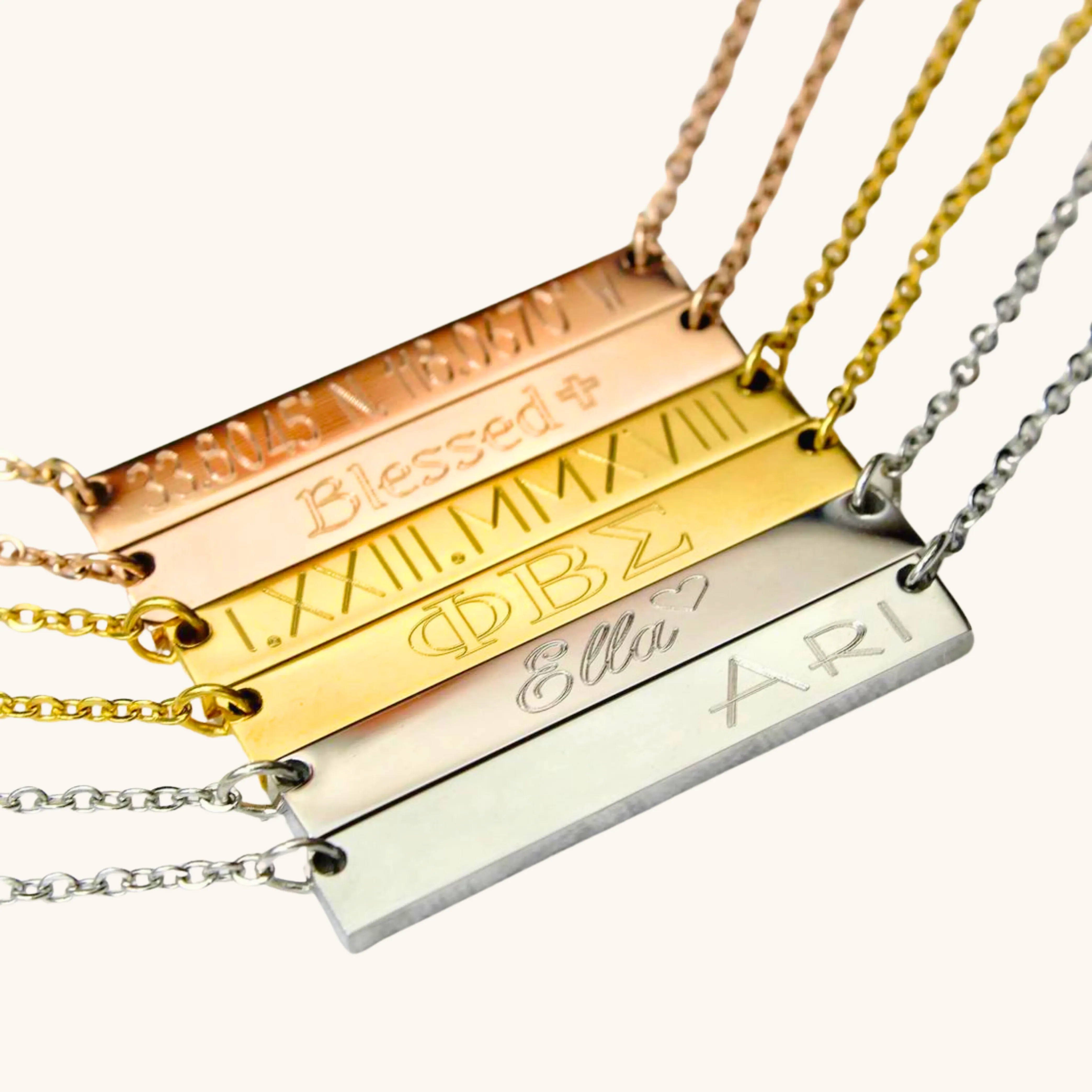 Engraved Horizontal Bar Necklace