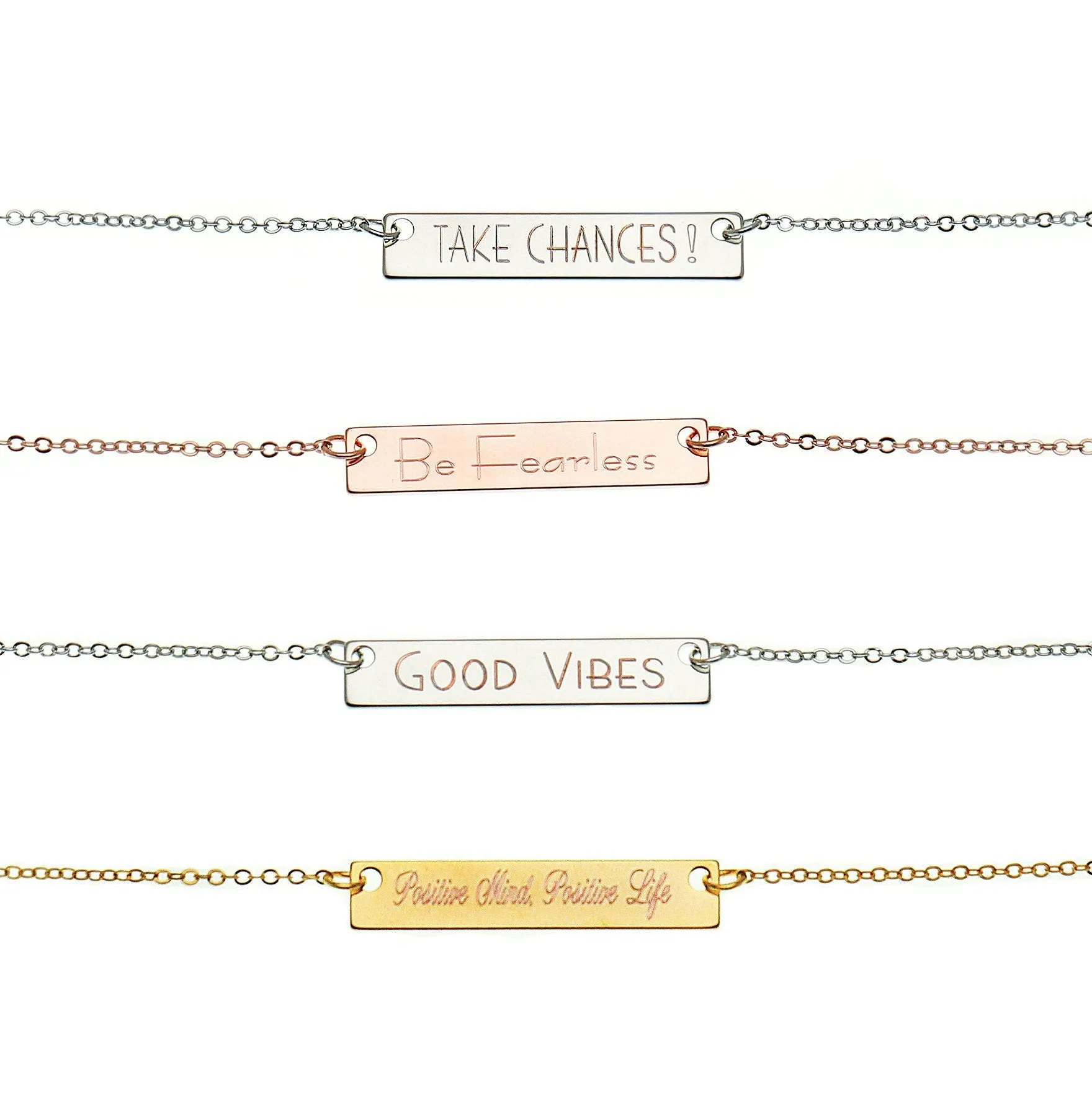 Engraved Horizontal Bar Necklace