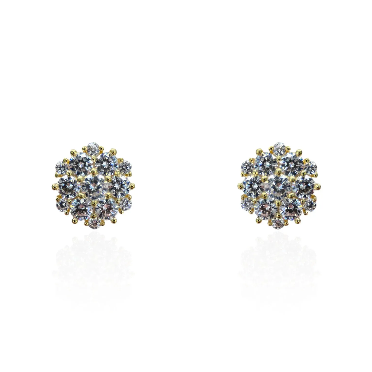 Extra Large CZ Cluster Stud Earring - Gold or Silver