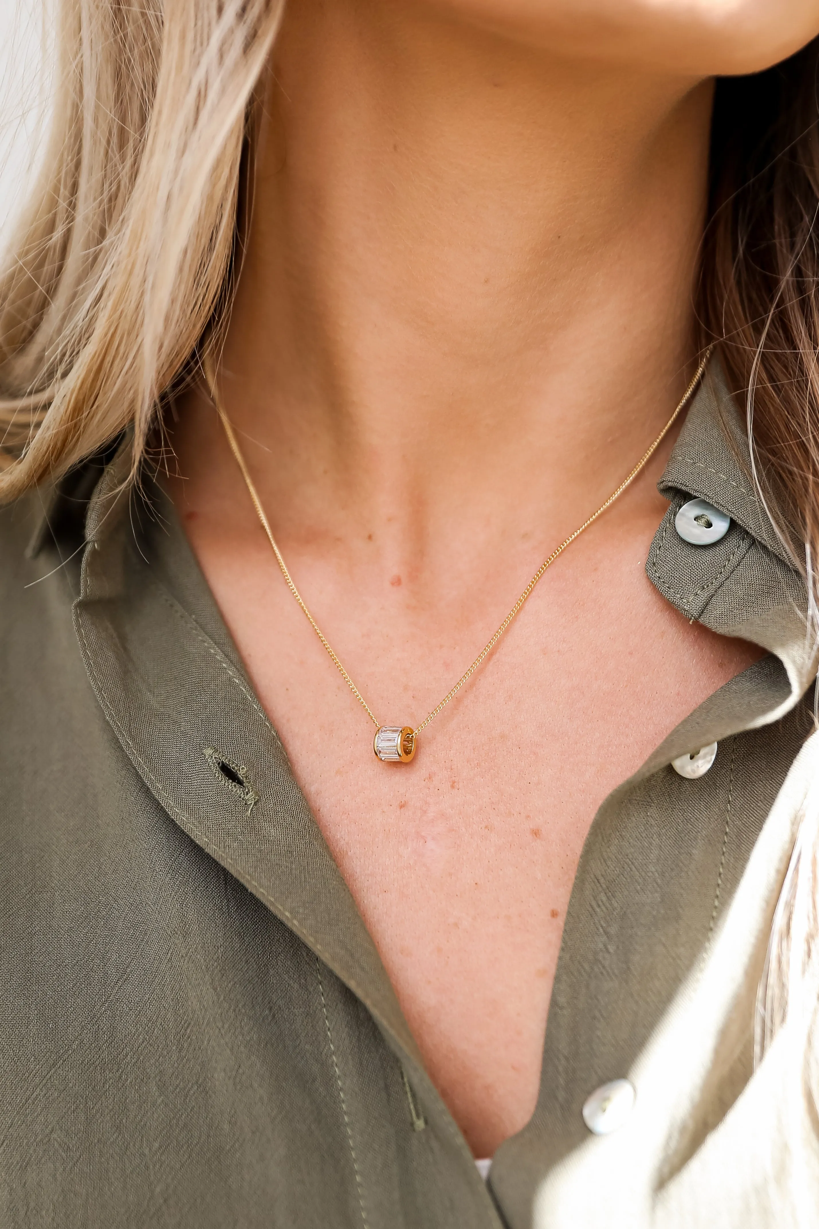 FINAL SALE - Aurora Gold Rhinestone Charm Necklace