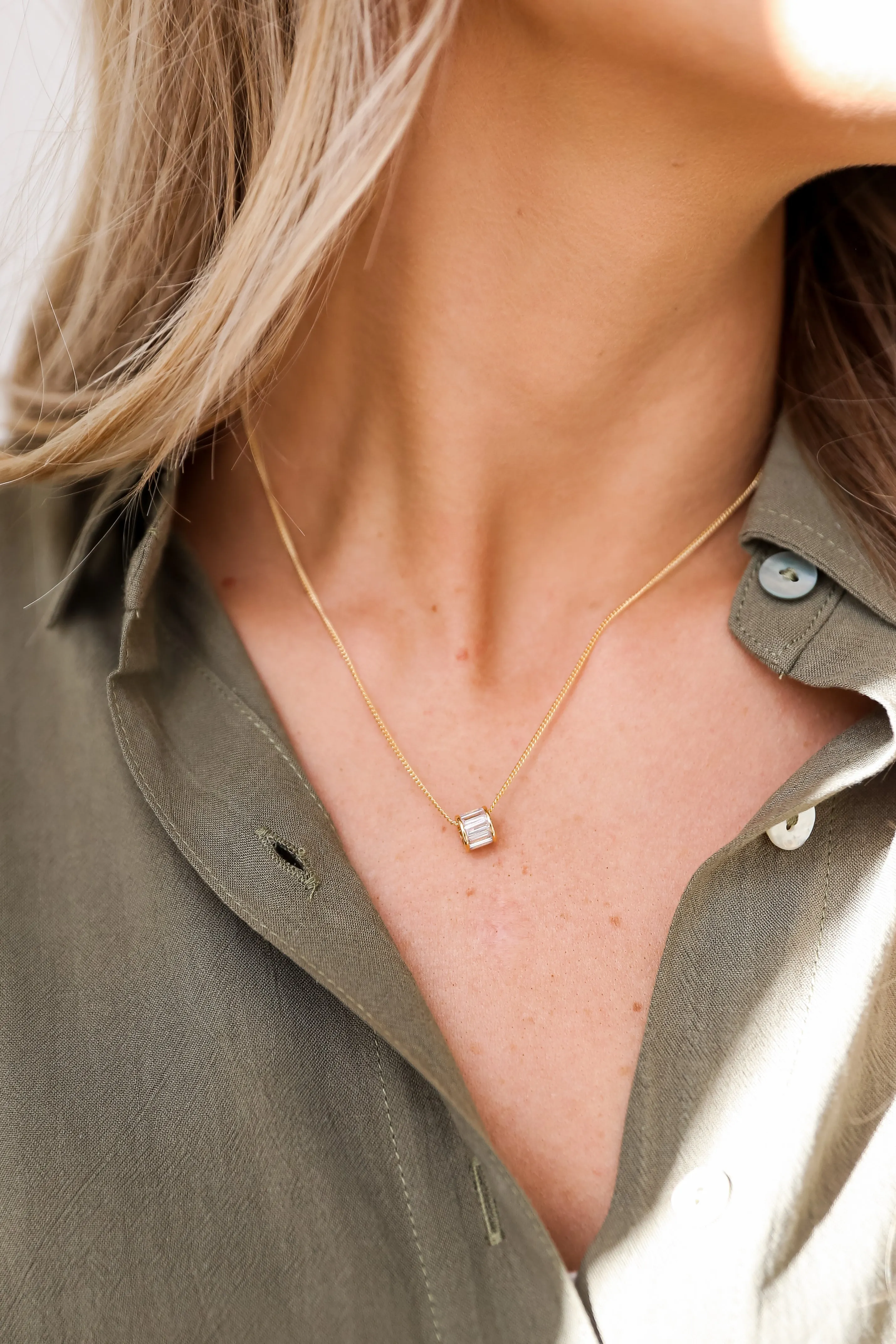 FINAL SALE - Aurora Gold Rhinestone Charm Necklace