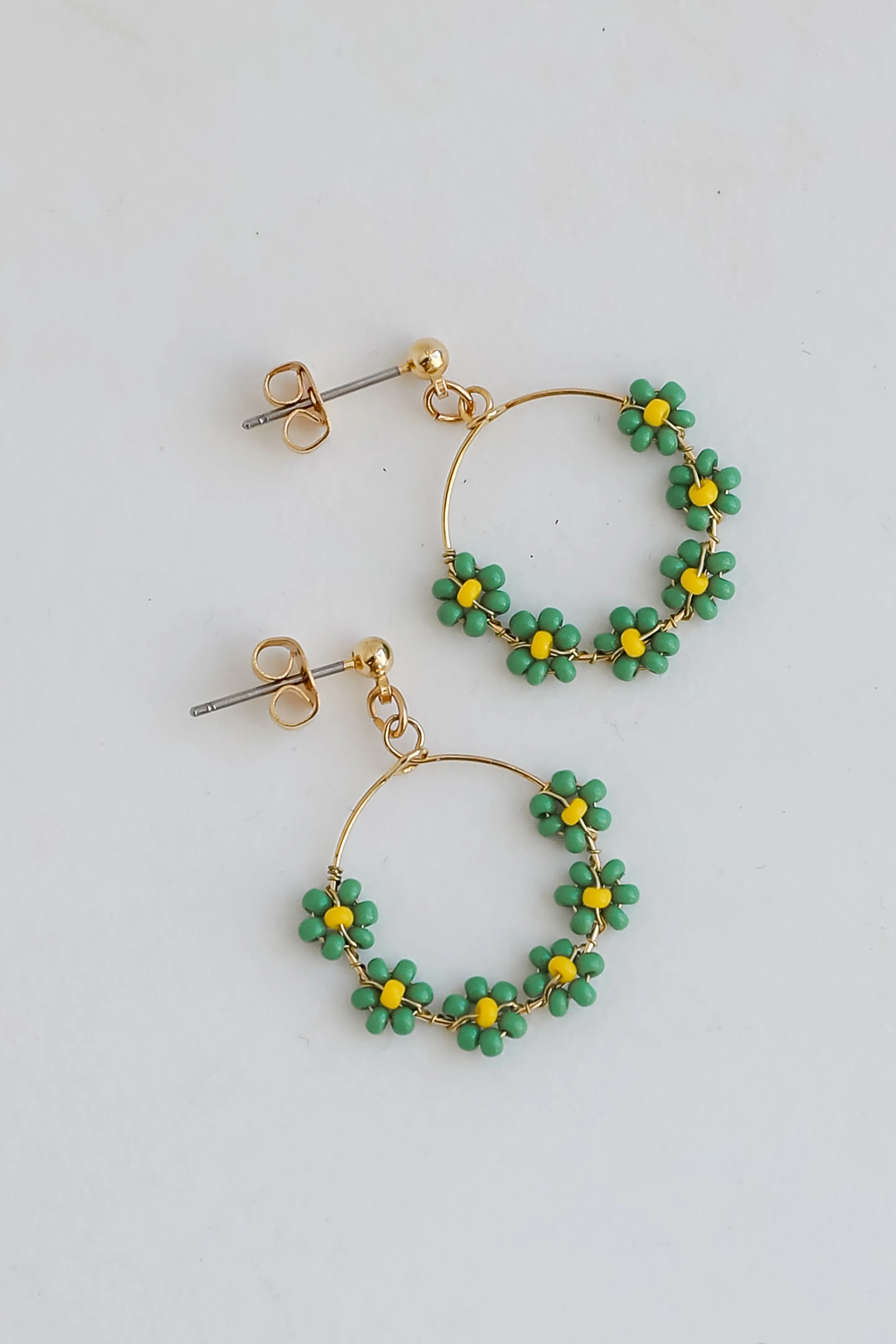 FINAL SALE - Avery Circle Beaded Flower Drop Earrings