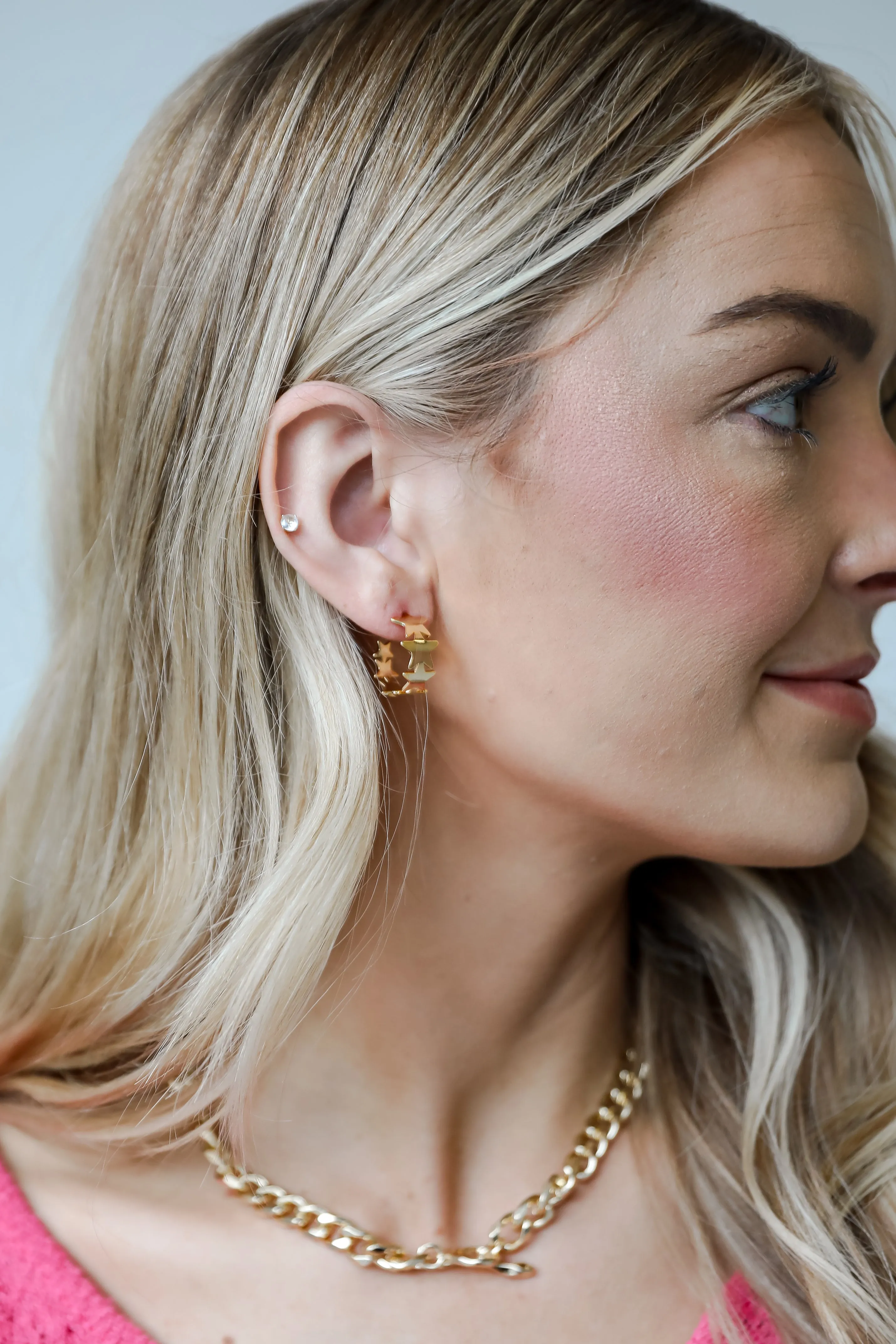 FINAL SALE - Paisley Gold Star Hoop Earrings
