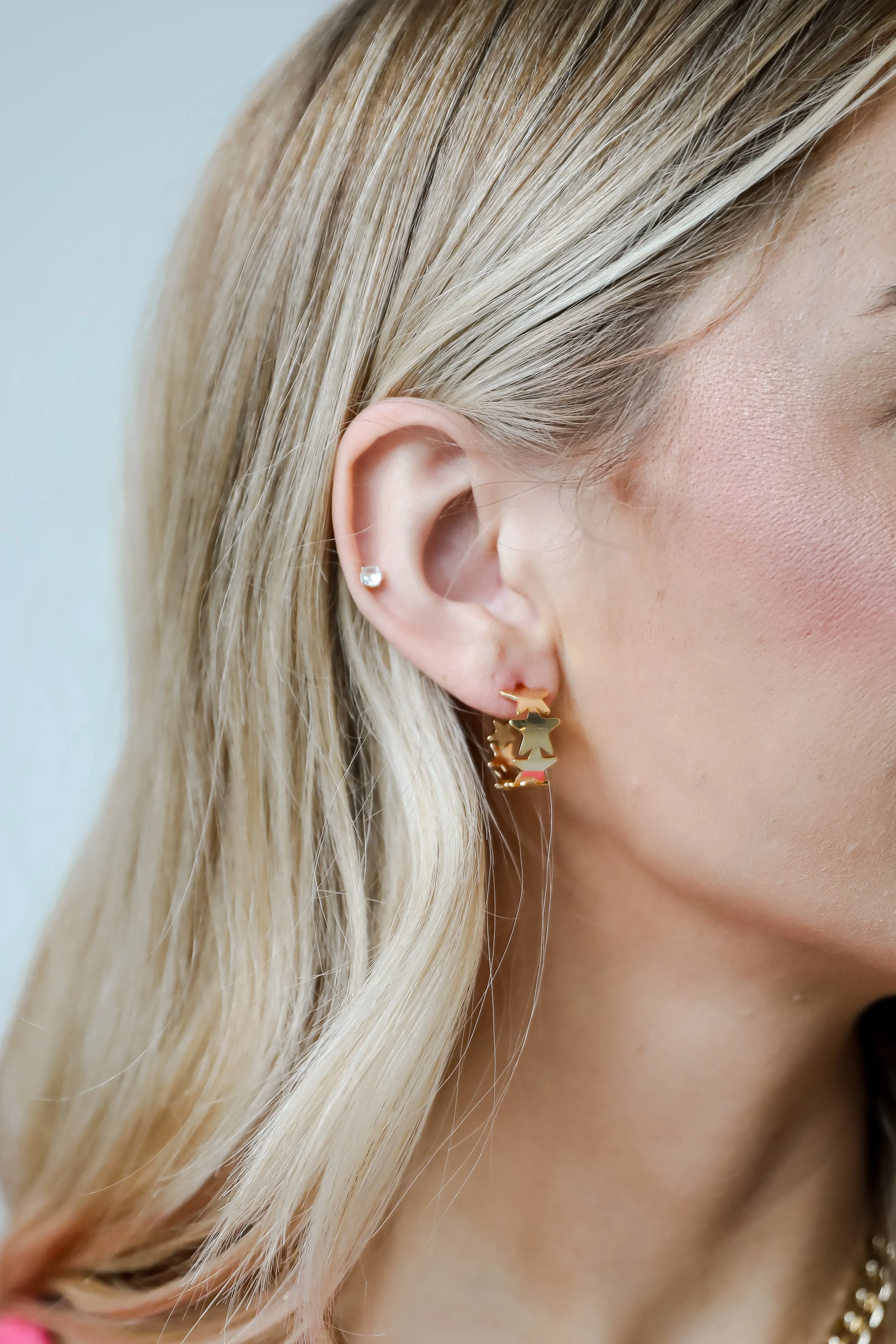FINAL SALE - Paisley Gold Star Hoop Earrings