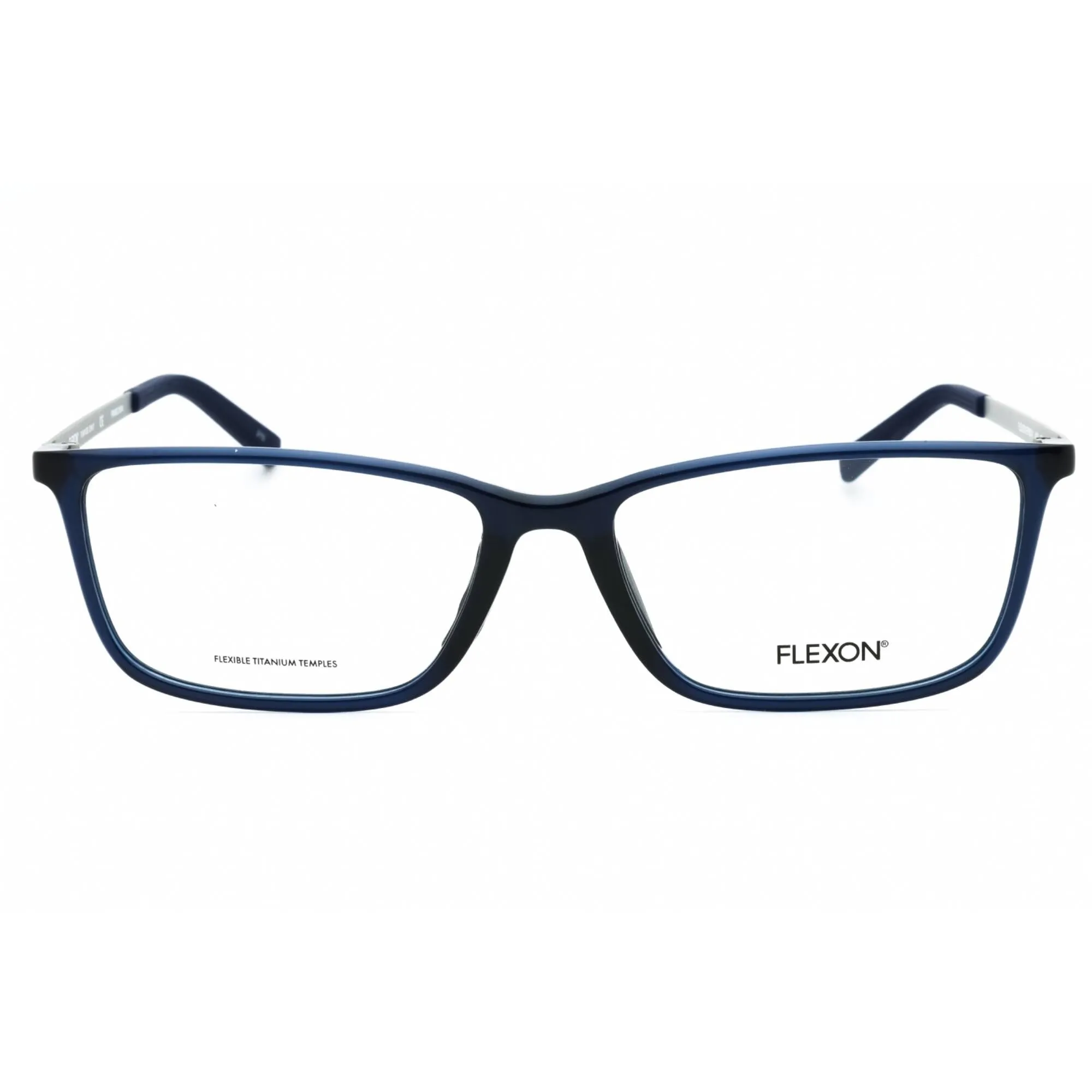 Flexon Men's Eyeglasses - Shiny Navy Rectangular Full Rim Frame | FLEXON EP8014 410