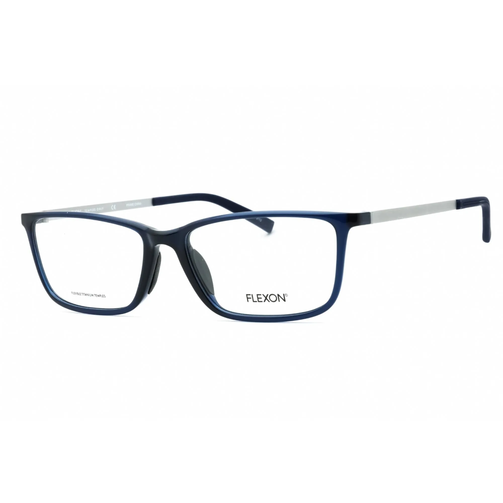 Flexon Men's Eyeglasses - Shiny Navy Rectangular Full Rim Frame | FLEXON EP8014 410