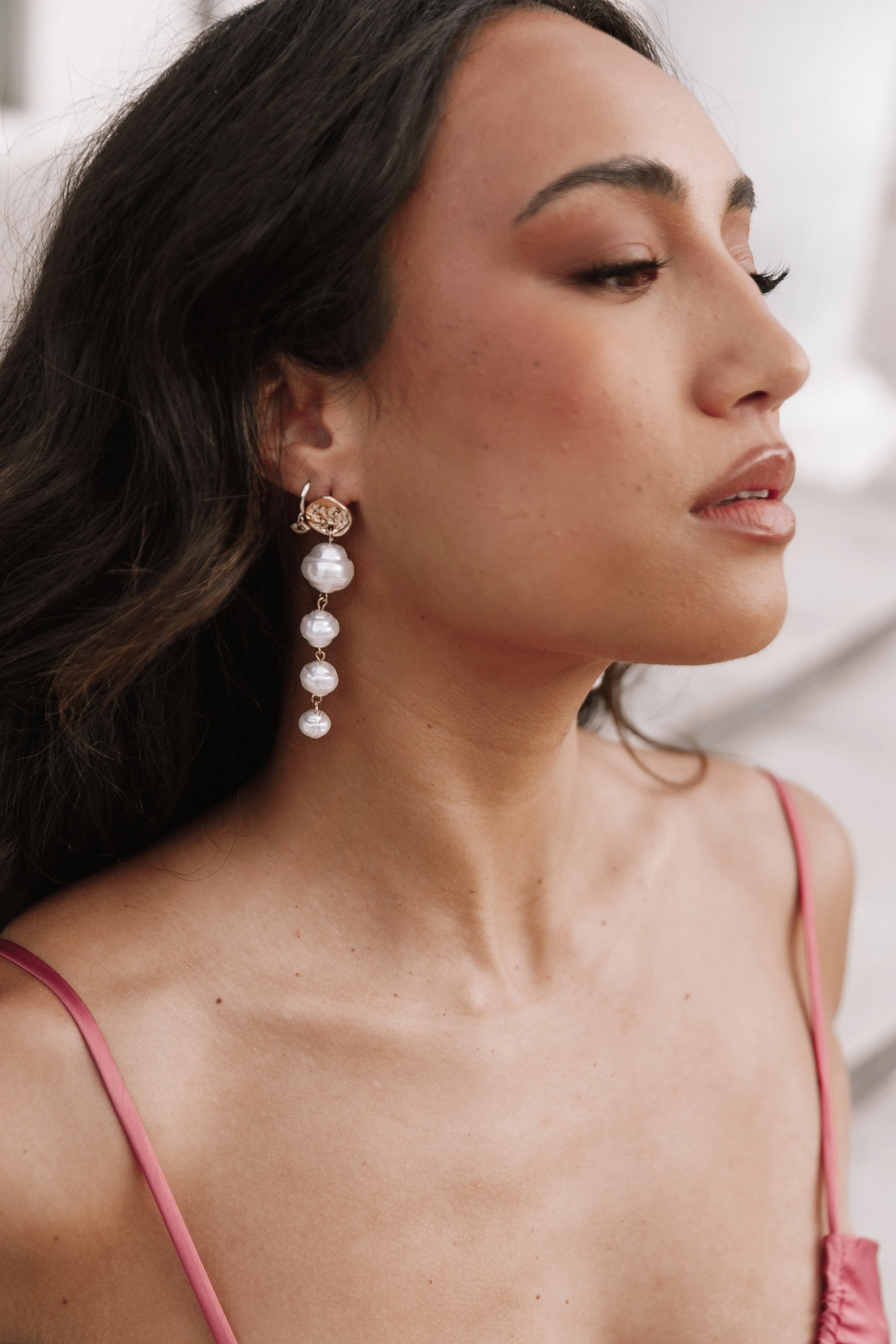 Flounder Drop Earrings - Gold/pearl