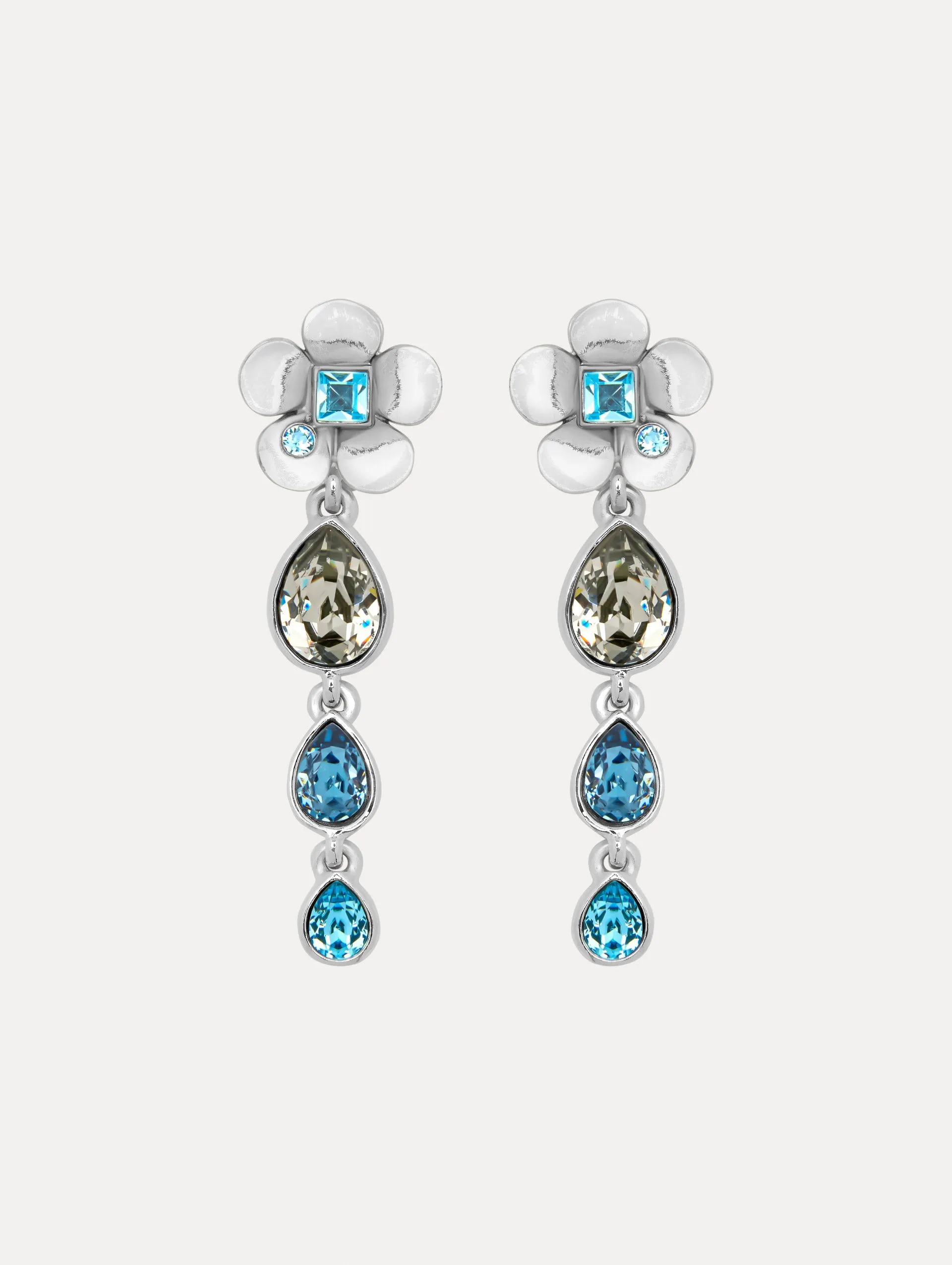 Flower Teardrop Clip-On Earrings