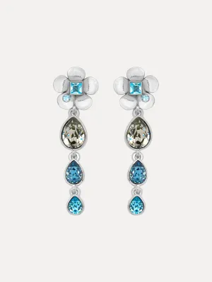 Flower Teardrop Clip-On Earrings