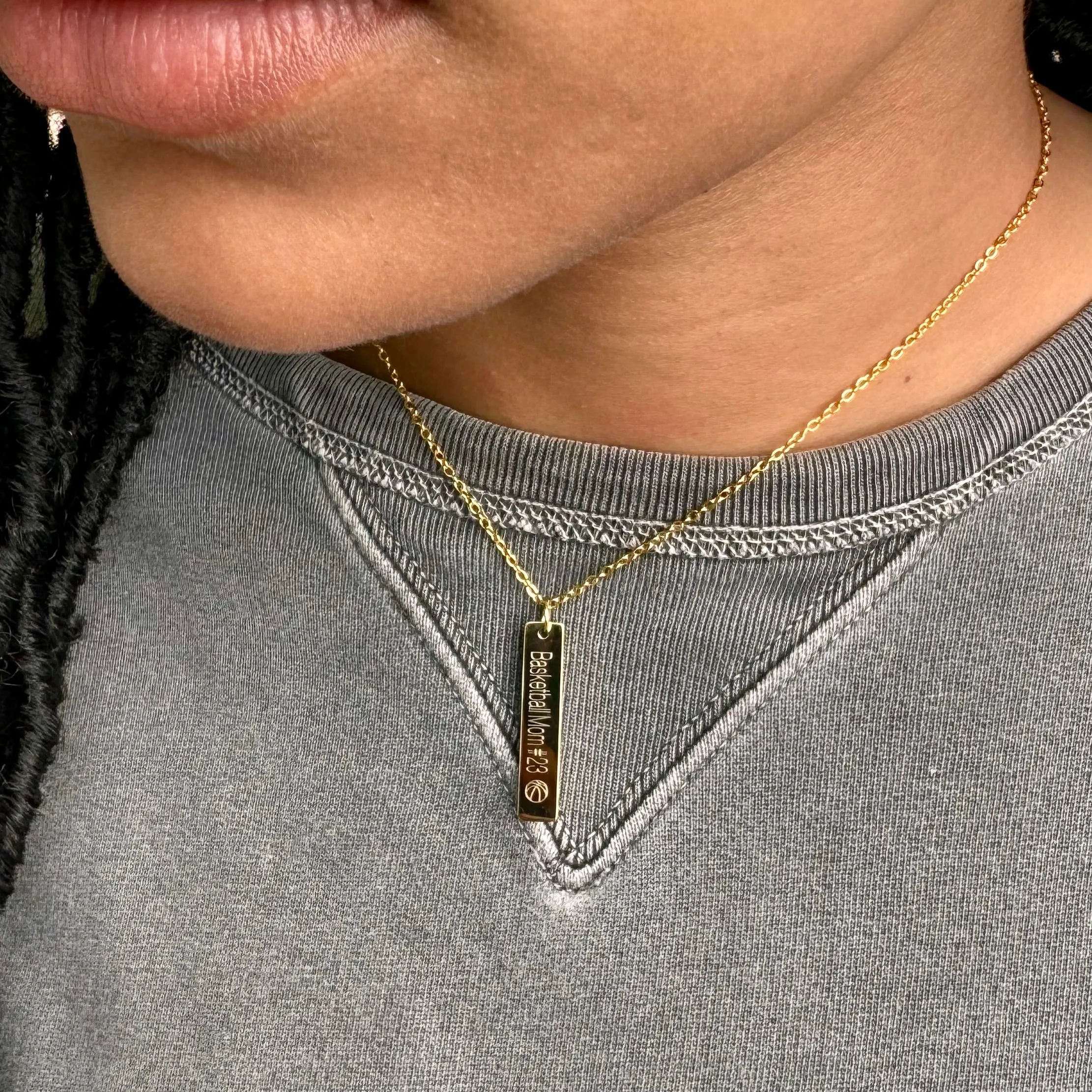 Gold Custom Vertical Bar Necklace