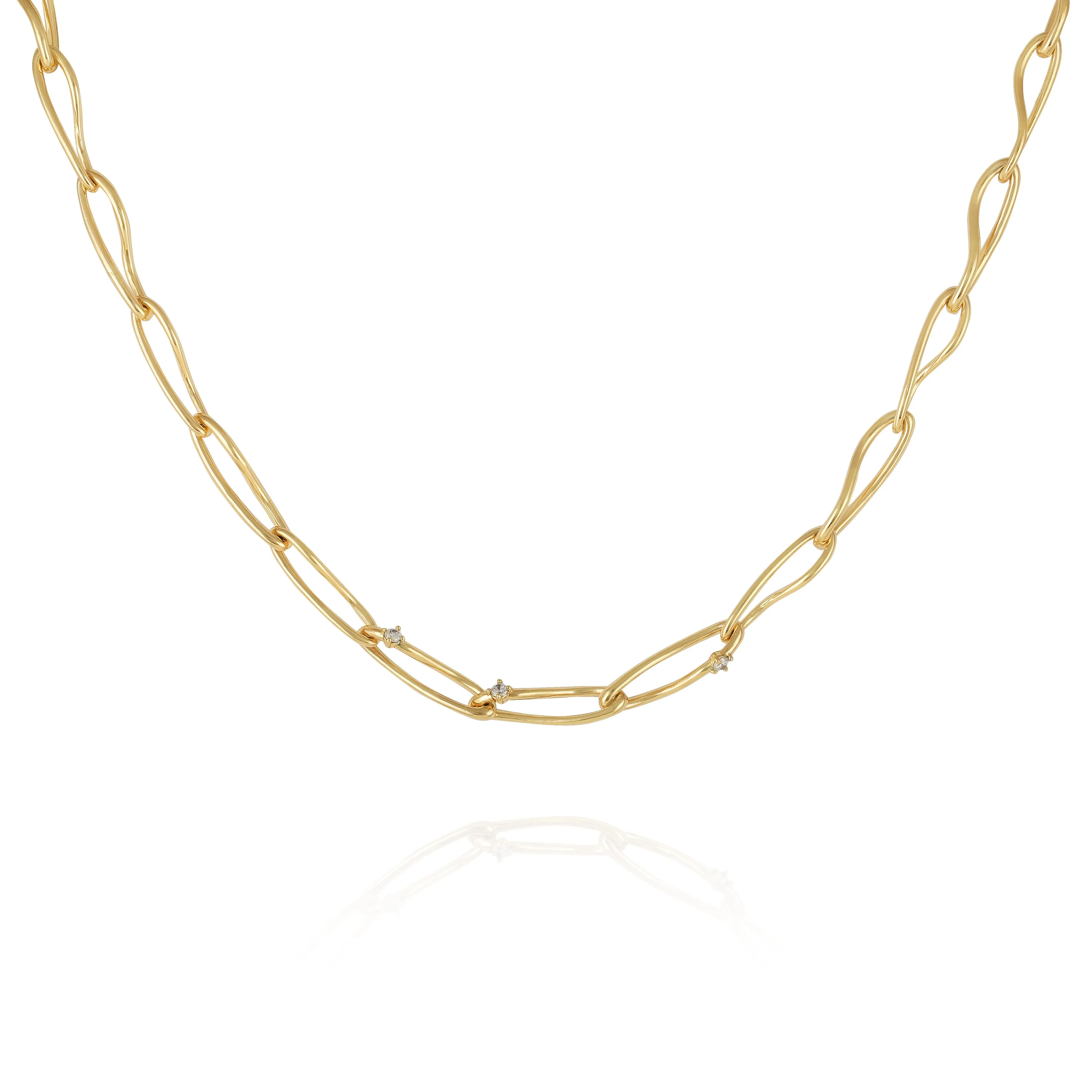 Goldtone Twisted Link Chain Necklace