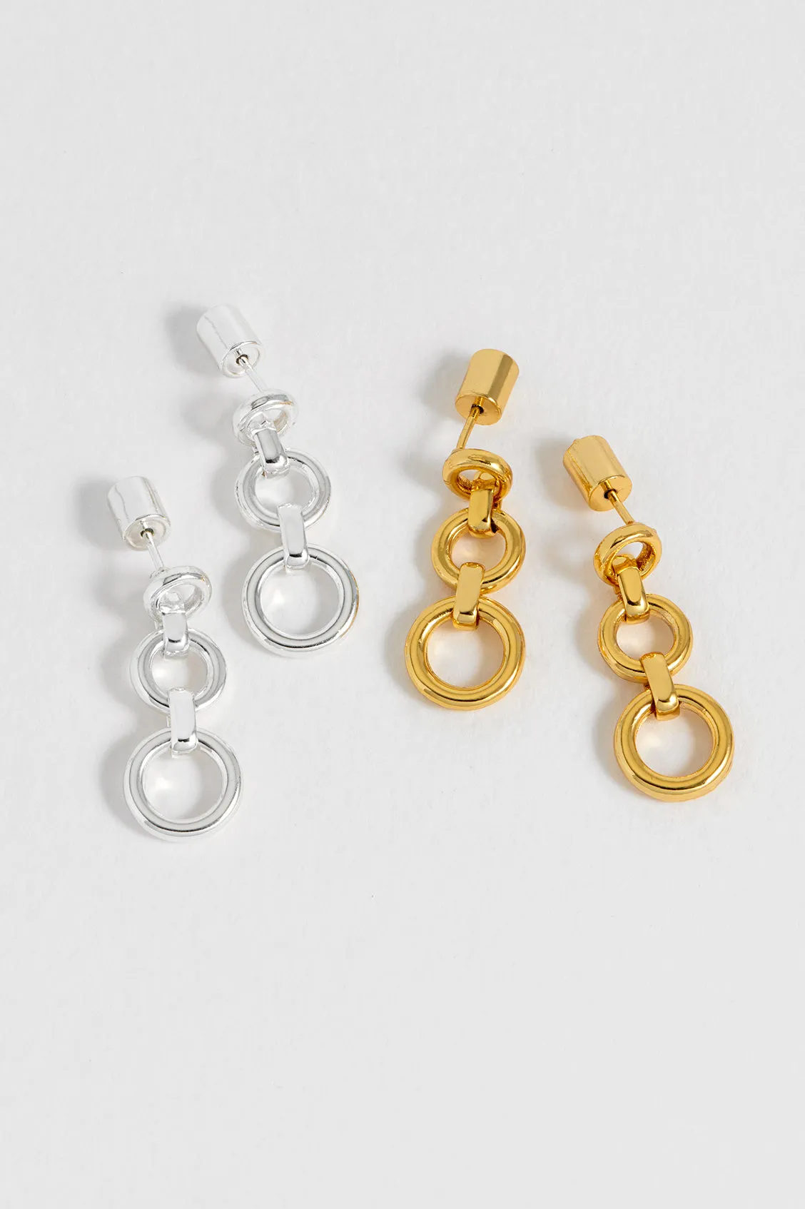 Graduated Round Link Drop Earrings