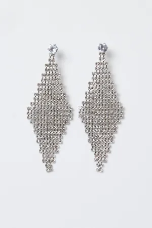 Grey Diamond Drop Earrings