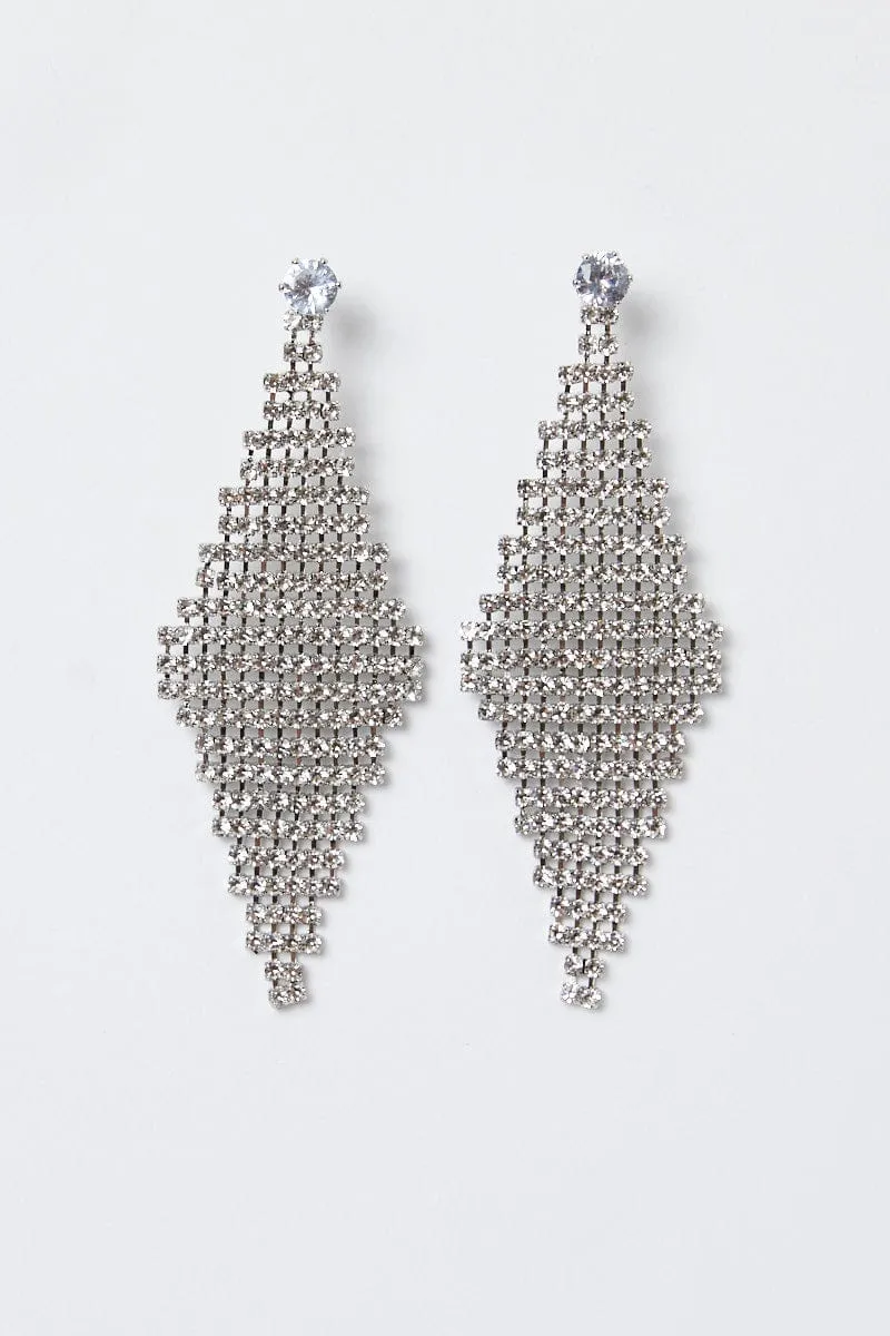 Grey Diamond Drop Earrings
