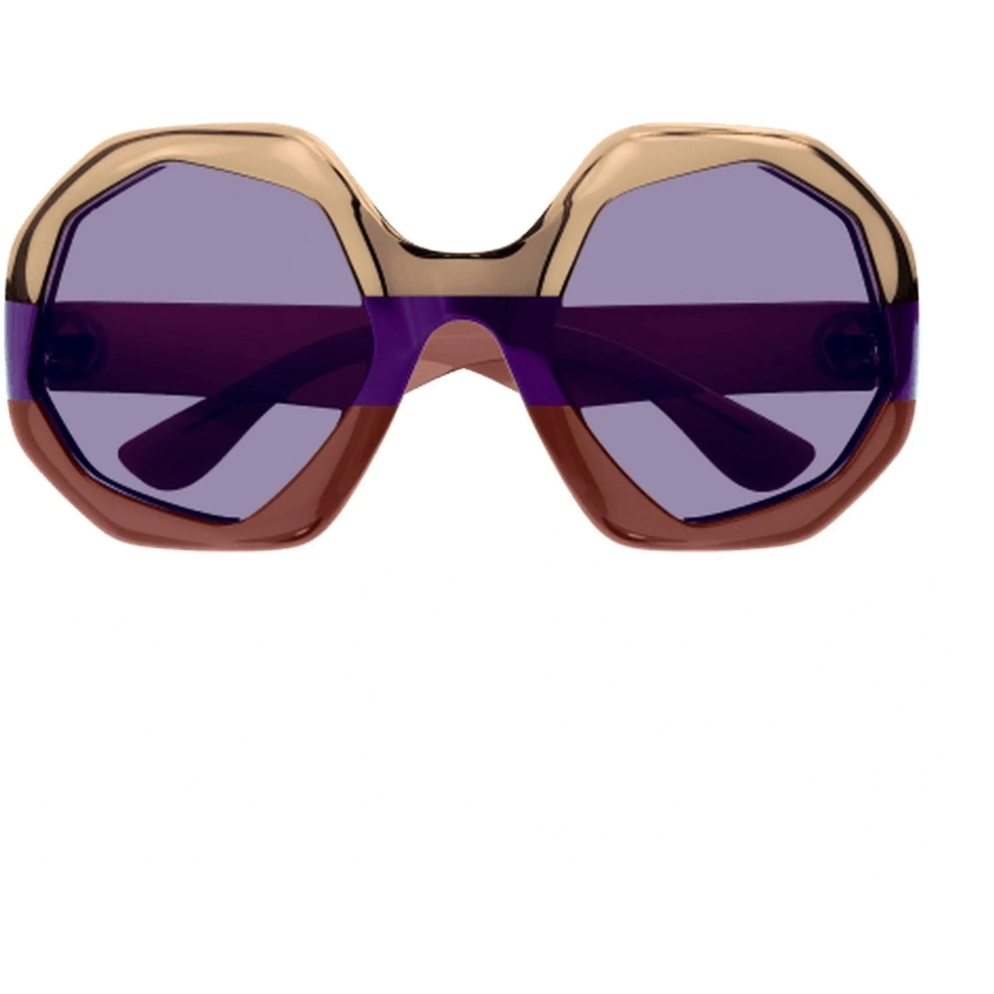Gucci Women's Sunglasses - Brown Plastic Geometric Frame Violet Lens | GG1242S 002