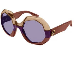 Gucci Women's Sunglasses - Brown Plastic Geometric Frame Violet Lens | GG1242S 002
