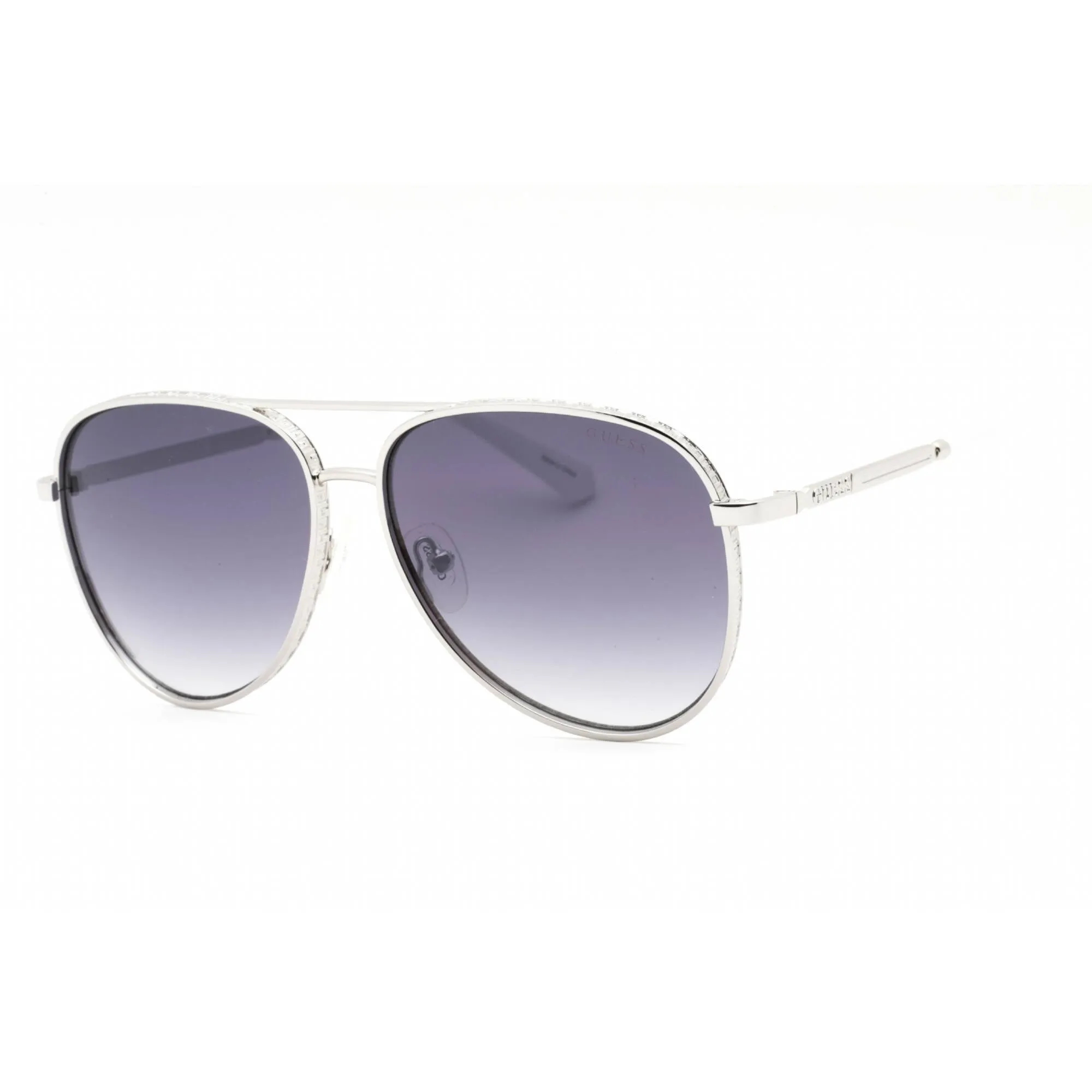 Guess Men's Sunglasses - Shiny Light Nickeltin Aviator Full Rim Frame | GU5206 10C