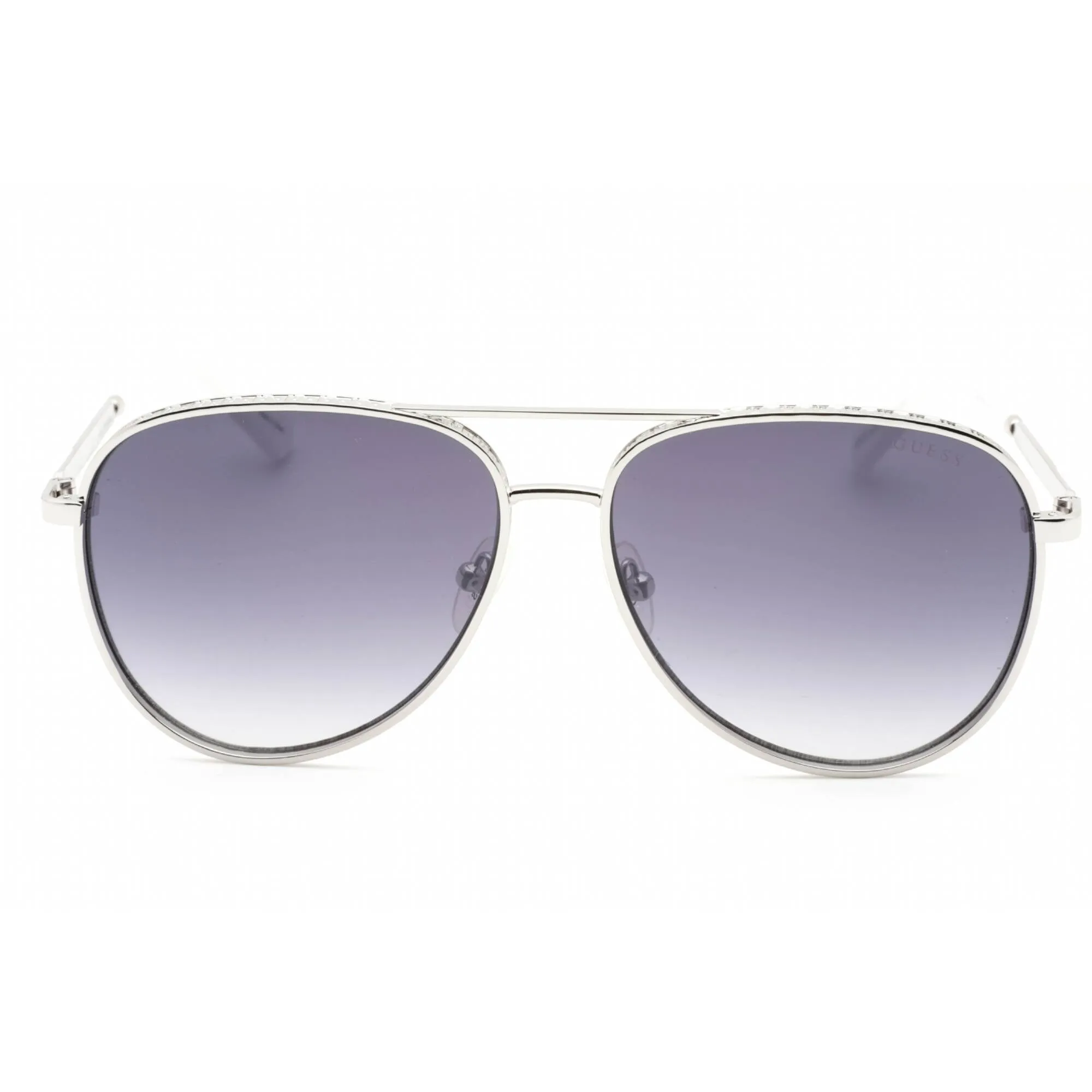 Guess Men's Sunglasses - Shiny Light Nickeltin Aviator Full Rim Frame | GU5206 10C