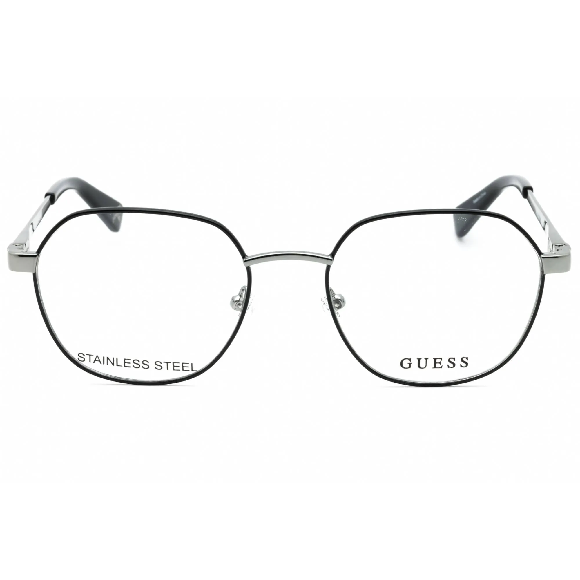 Guess Unisex Eyeglasses - Black/Other Metal Geometric Full Rim Frame | GU5222 005