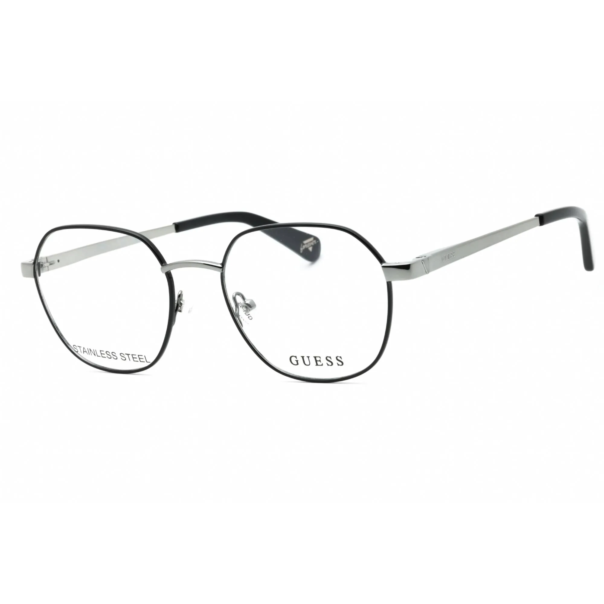 Guess Unisex Eyeglasses - Black/Other Metal Geometric Full Rim Frame | GU5222 005