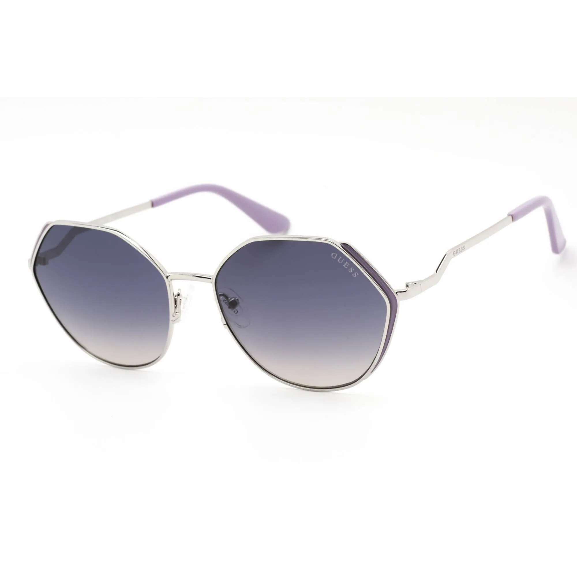 Guess Women's Sunglasses - Shiny Light Nickeltin Plastic Frame Smoke Lens | GU7842 10B