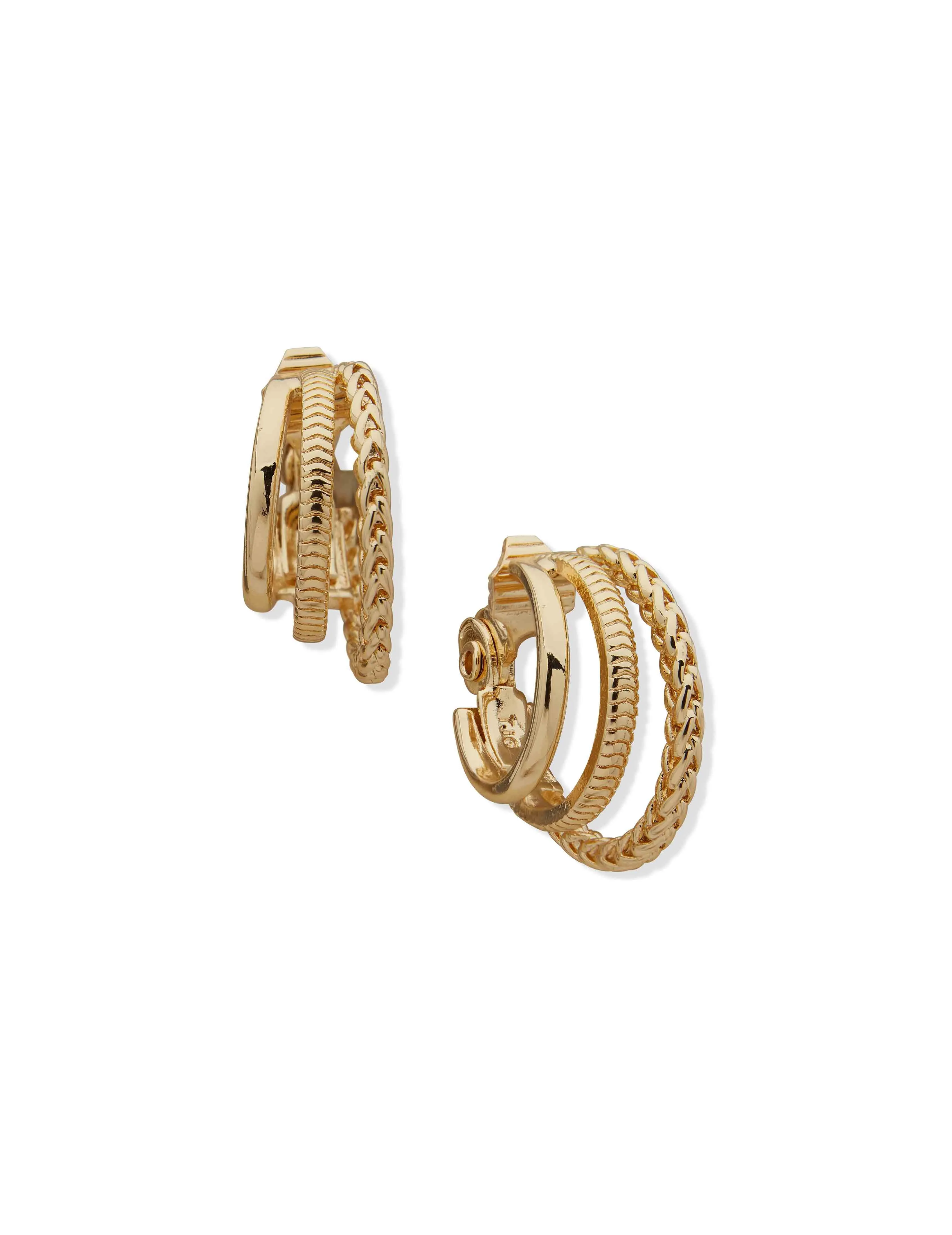 Hoop With Chain Texture Clip Earring