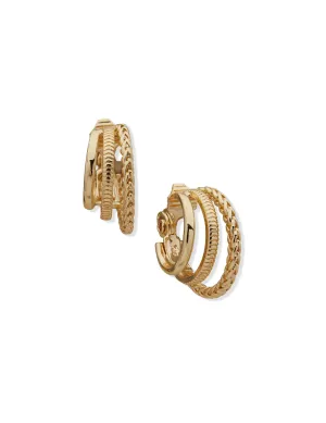 Hoop With Chain Texture Clip Earring
