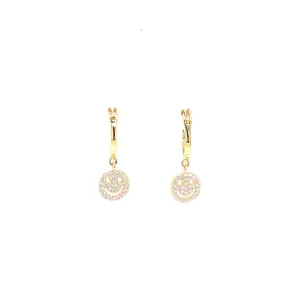 Huggie Hoop with Hanging Smiley Earrings