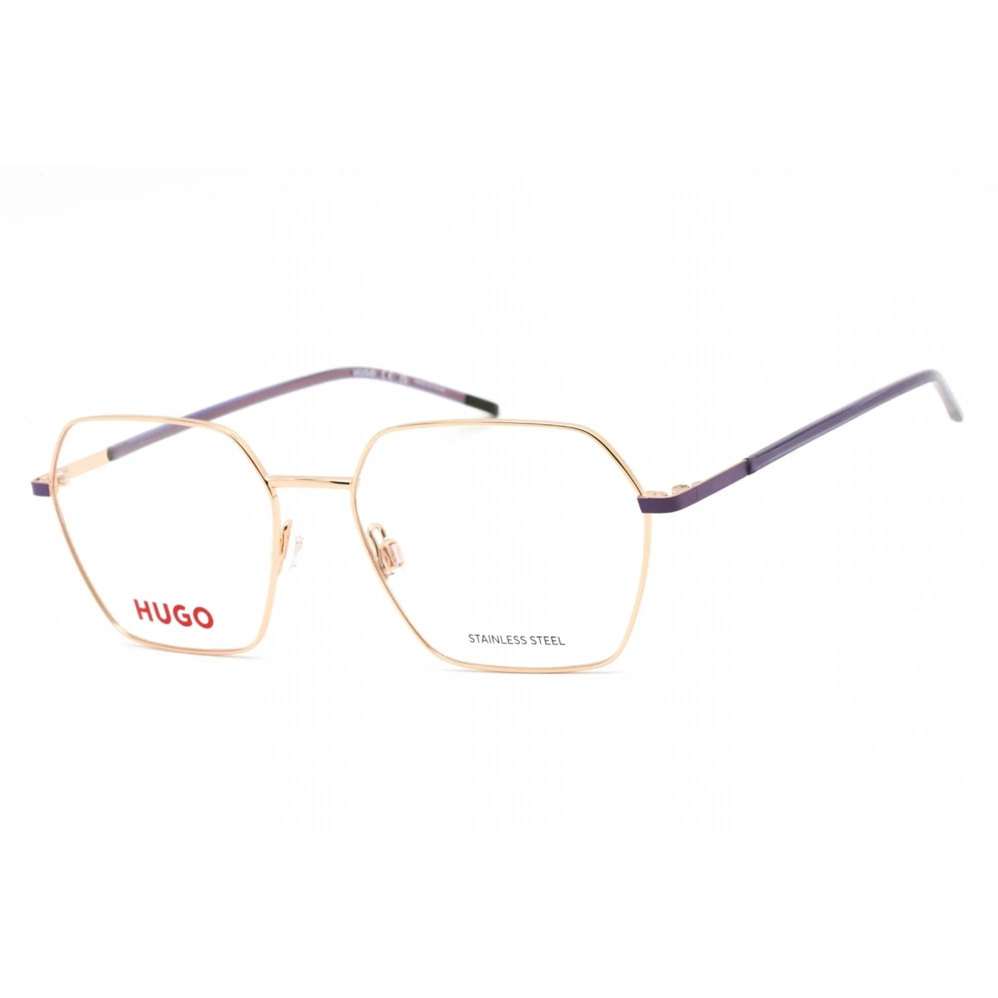 Hugo Women's Eyeglasses - Gold Violet Metal Geometric Full Rim Frame | HG 1279 0S9E 00