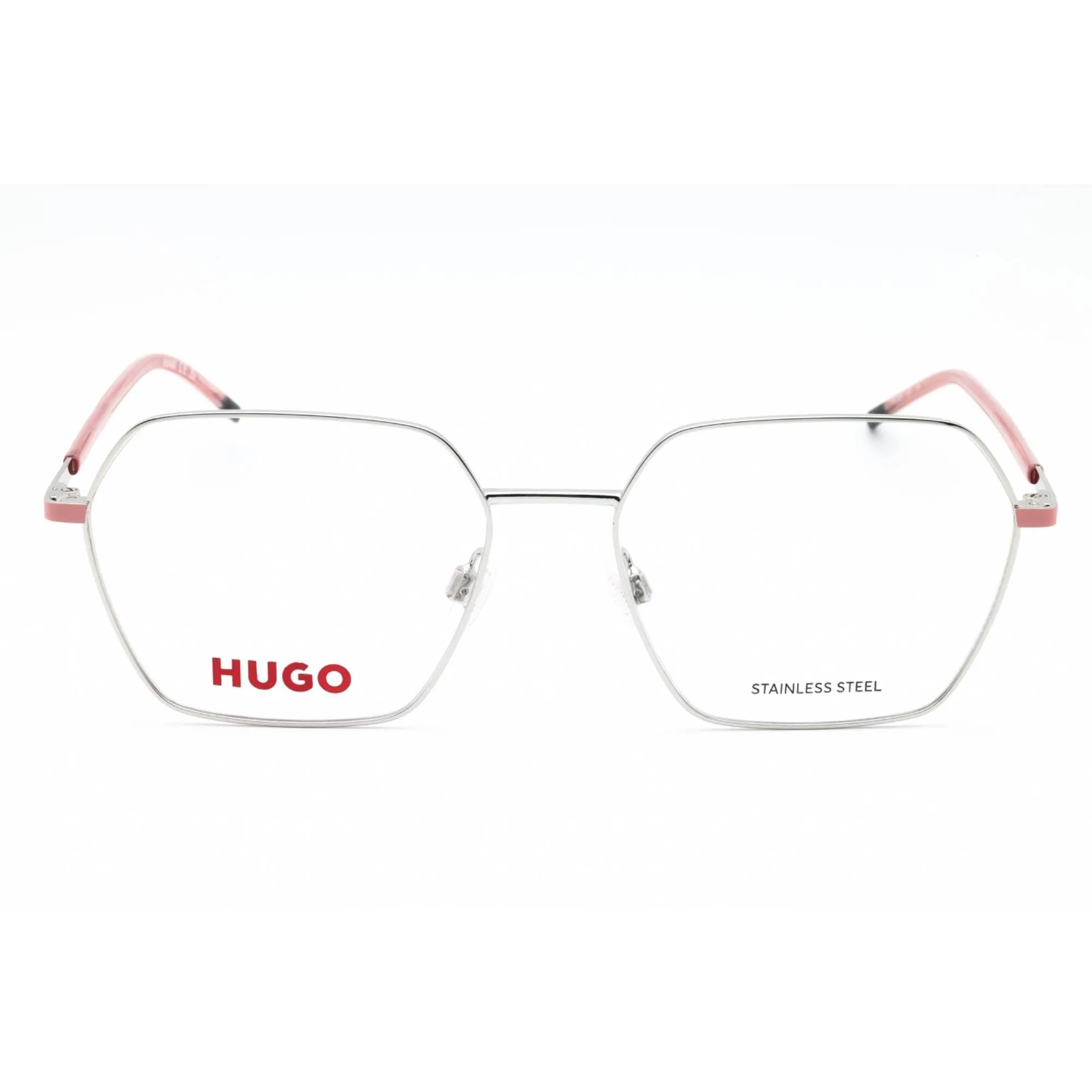 Hugo Women's Eyeglasses - Palladium Metal Geometric Full Rim Frame | HG 1279 0010 00