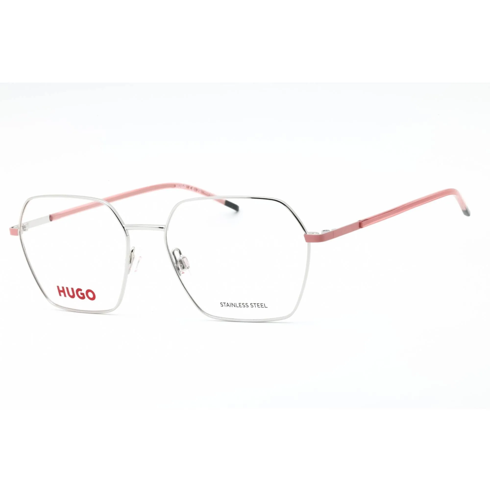 Hugo Women's Eyeglasses - Palladium Metal Geometric Full Rim Frame | HG 1279 0010 00