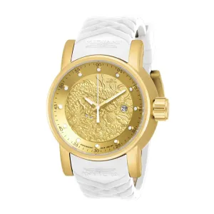 Invicta 19546 Men's S1 Rally Gold Dial Yellow Gold Plated Steel White Silicone Strap Watch