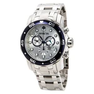 Invicta Men's Stainless Steel Watch - Pro Diver Blue Bezel Silver Dial Dive | 80058