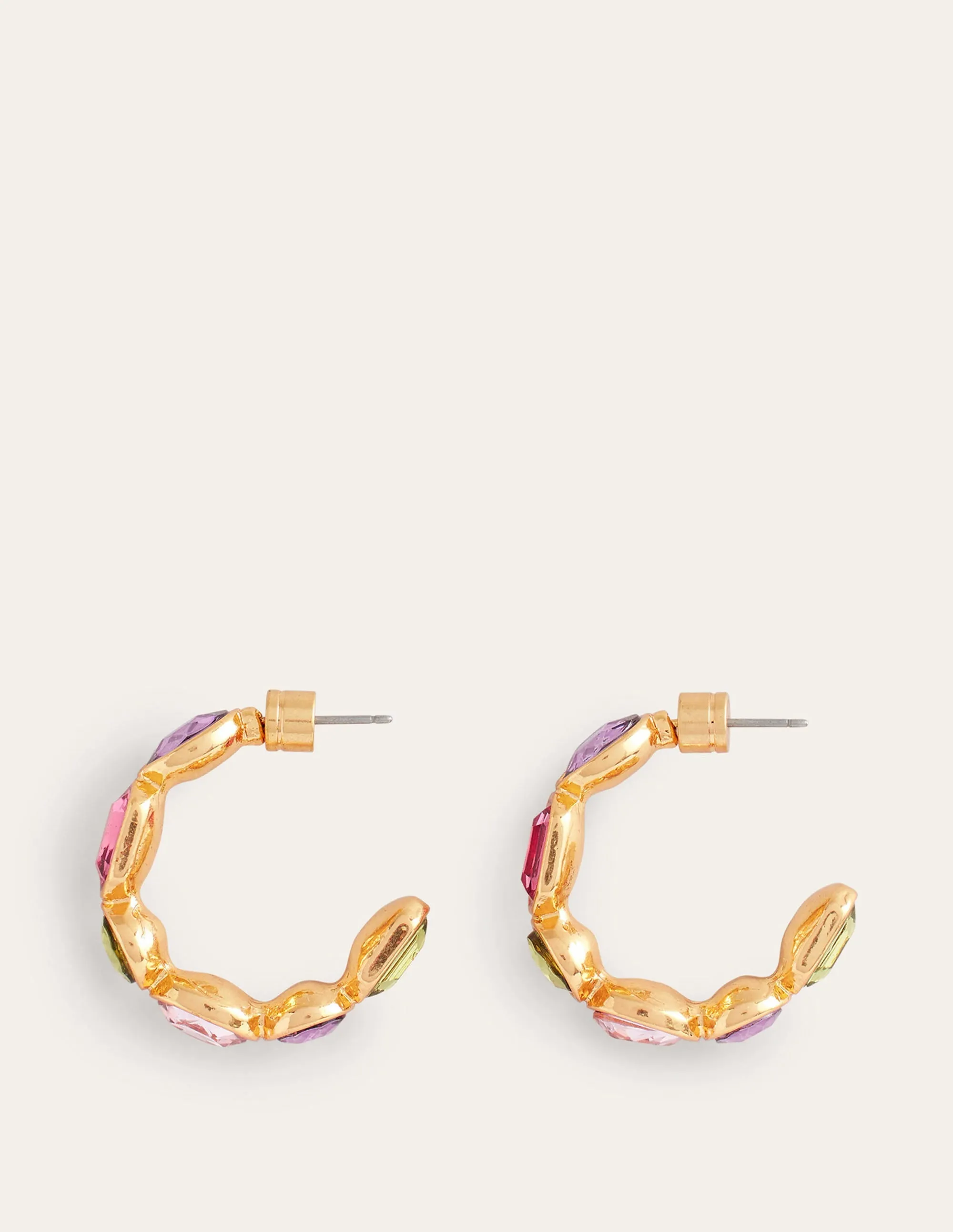 Jewelled Hoop Earrings-Pink Multi