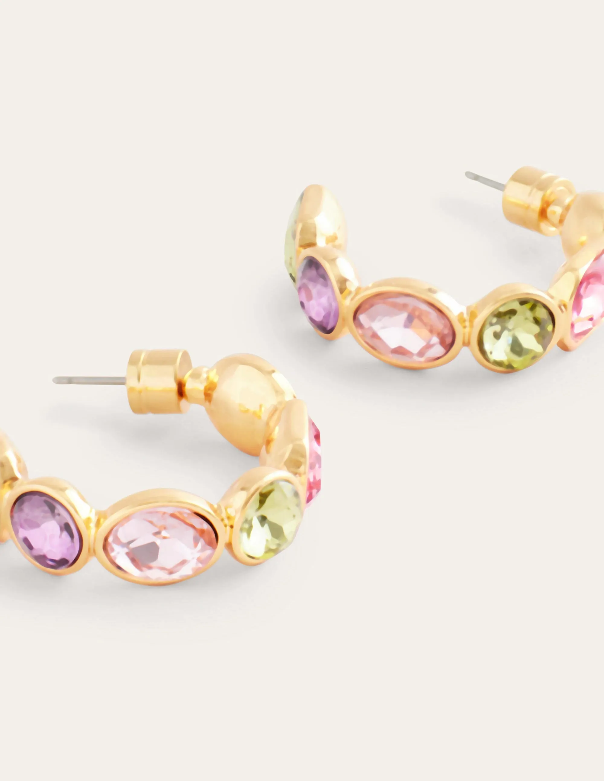 Jewelled Hoop Earrings-Pink Multi