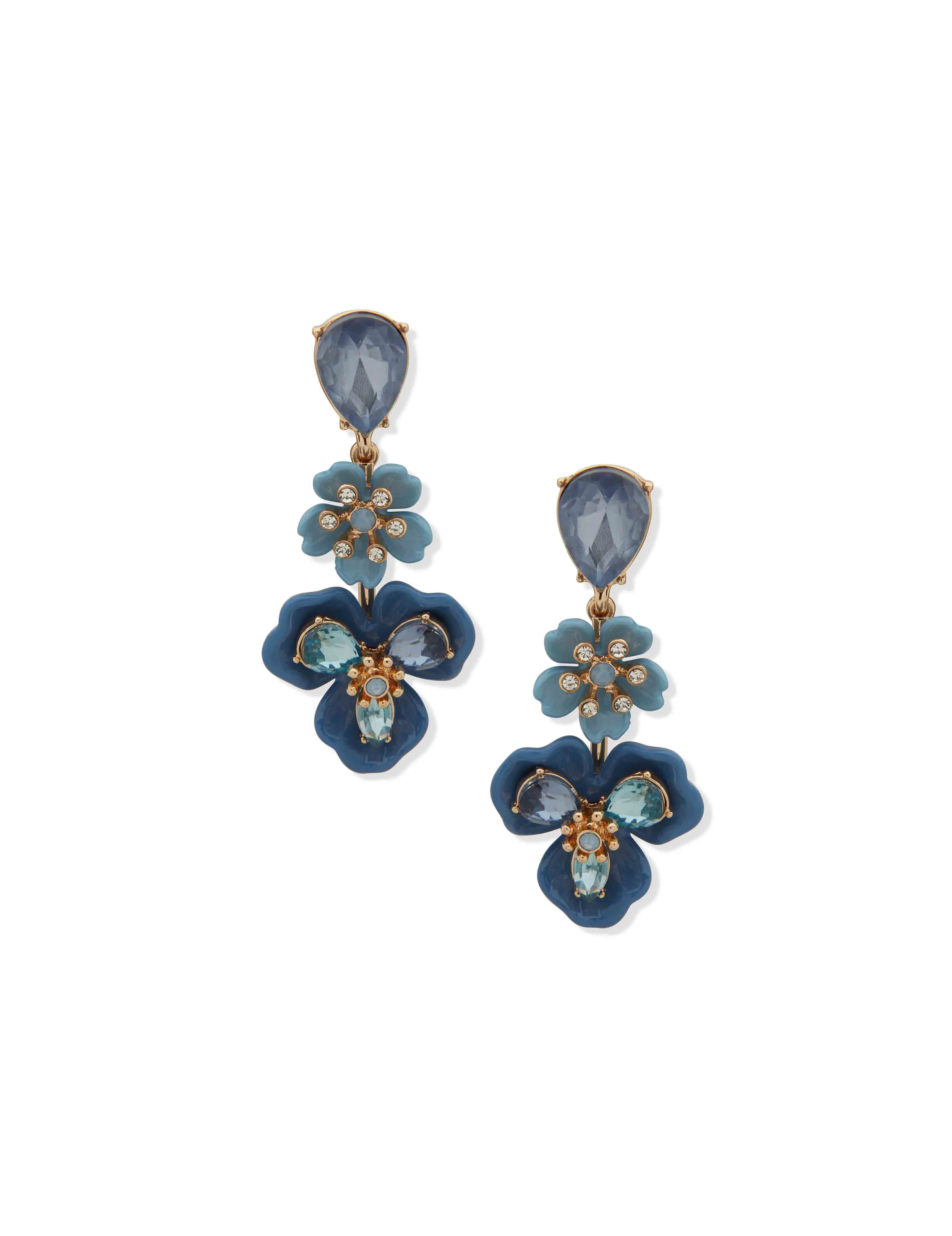 Linear Flower Earring - Blue