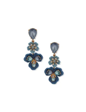 Linear Flower Earring - Blue