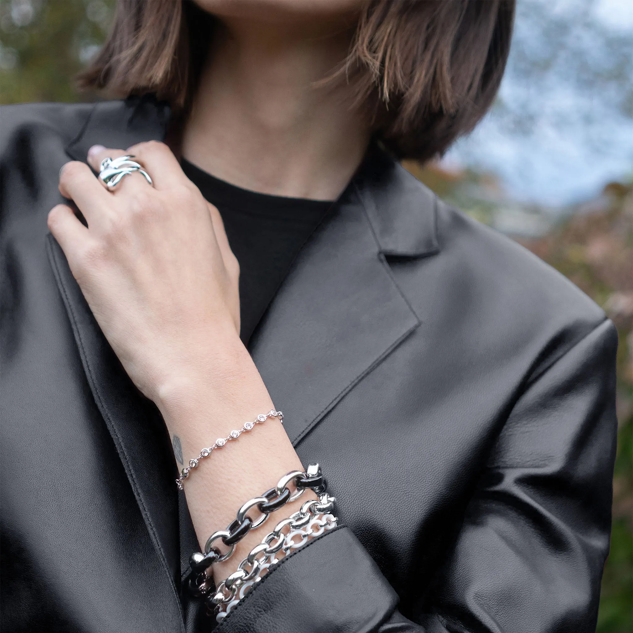 Marilyn Black Ceramic Link Bracelet