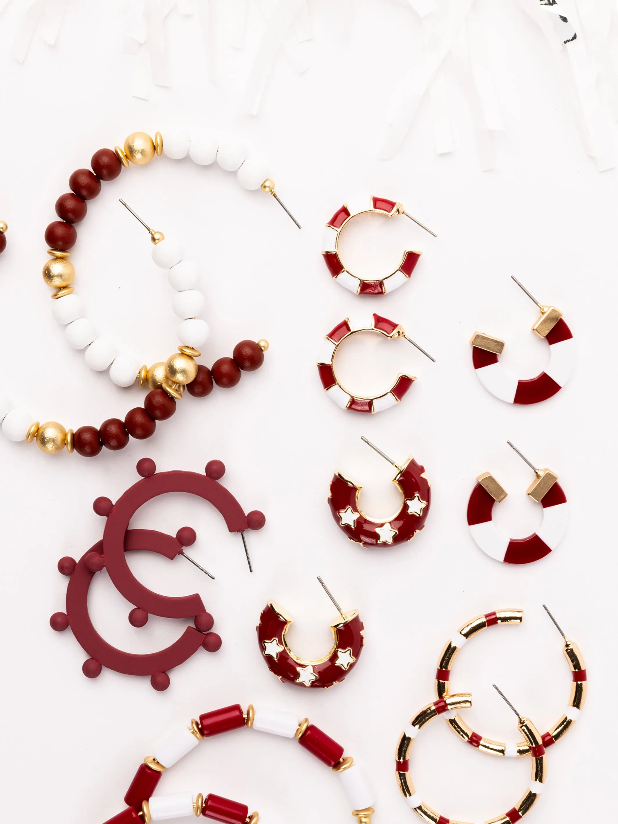 Melody Earrings | Crimson   White