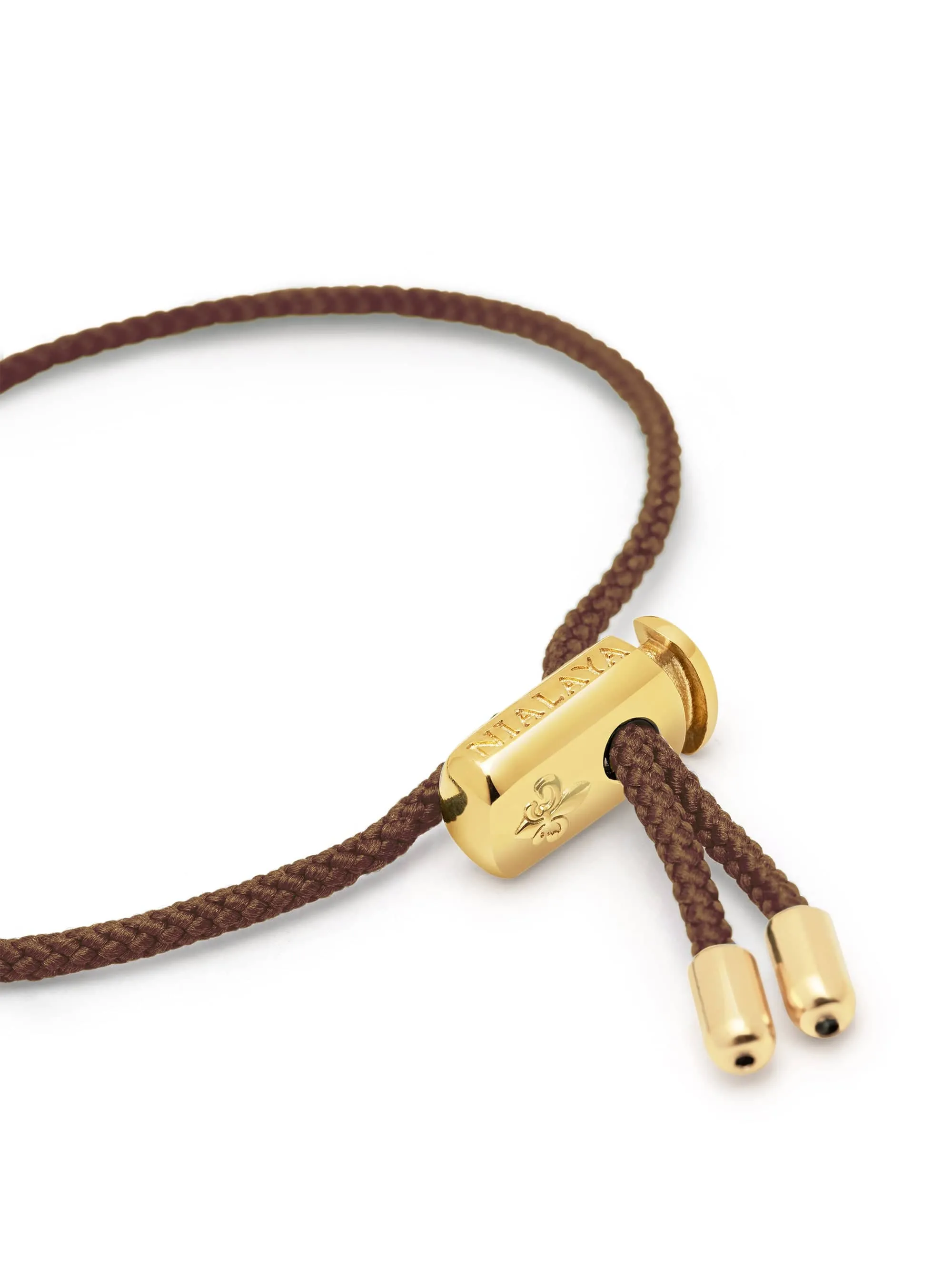 Men's Brown String Bracelet with Adjustable Gold Lock