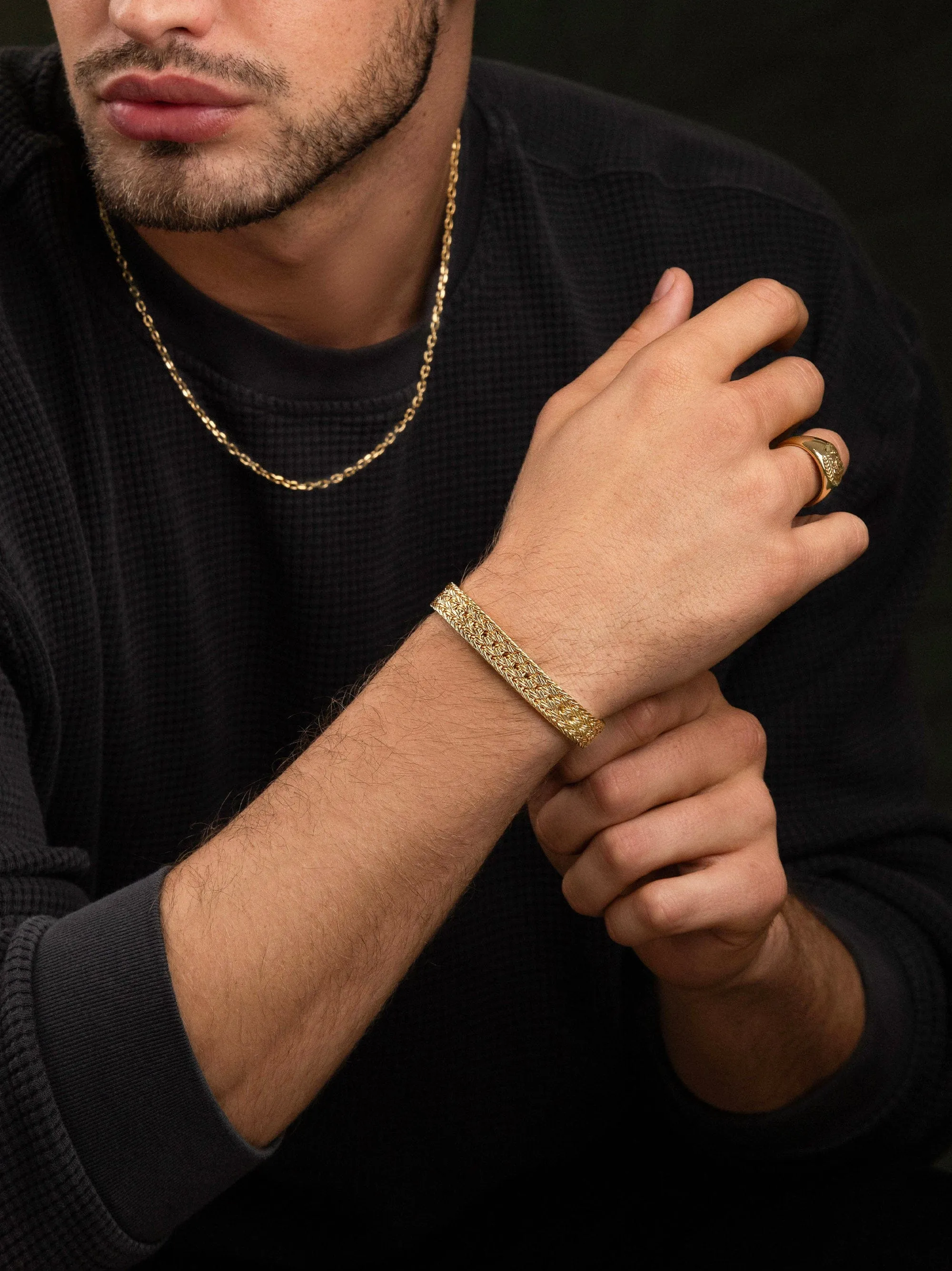 Men's Gold Braided Chain Bracelet