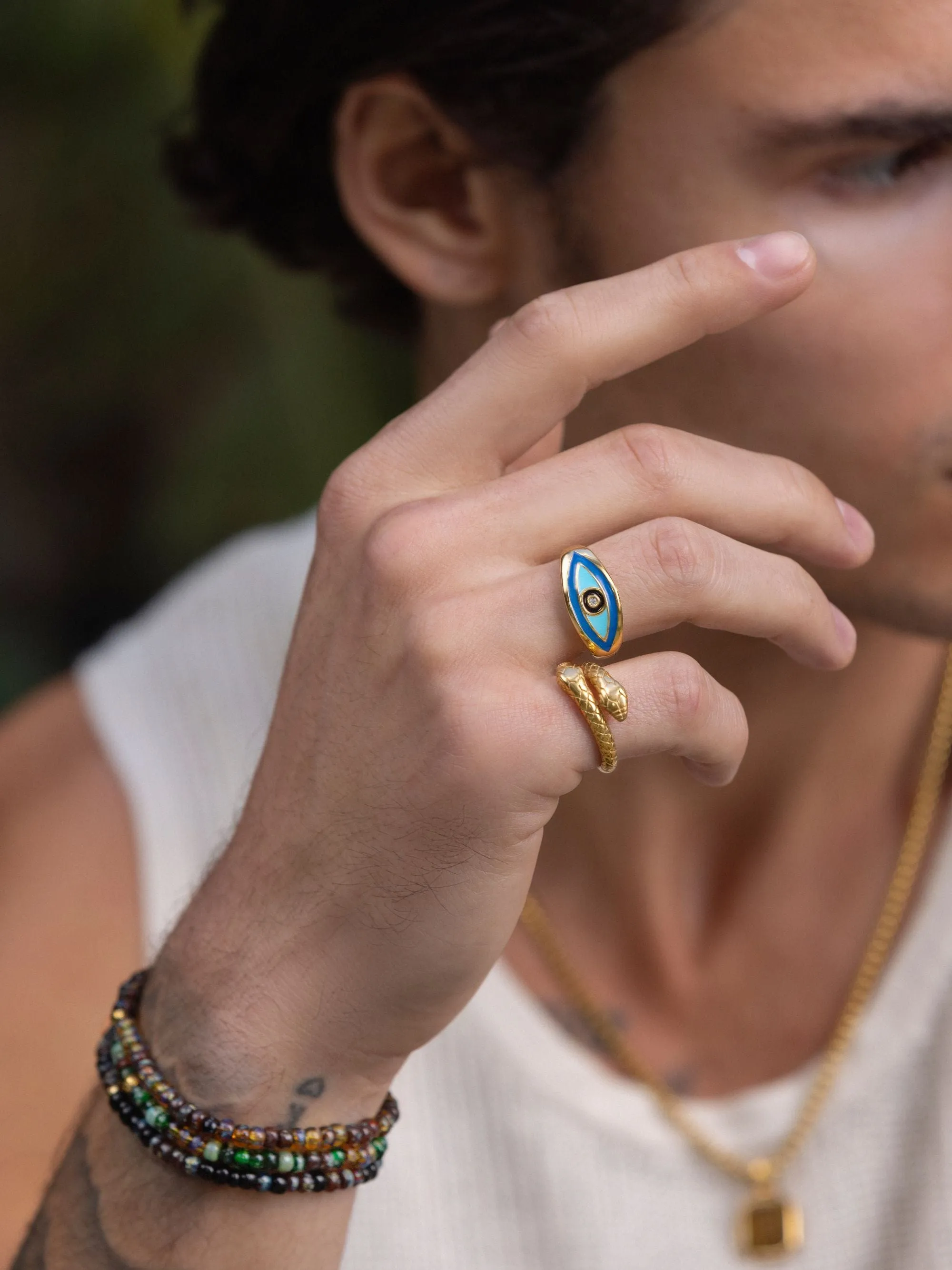 Men's Gold Evil Eye Ring