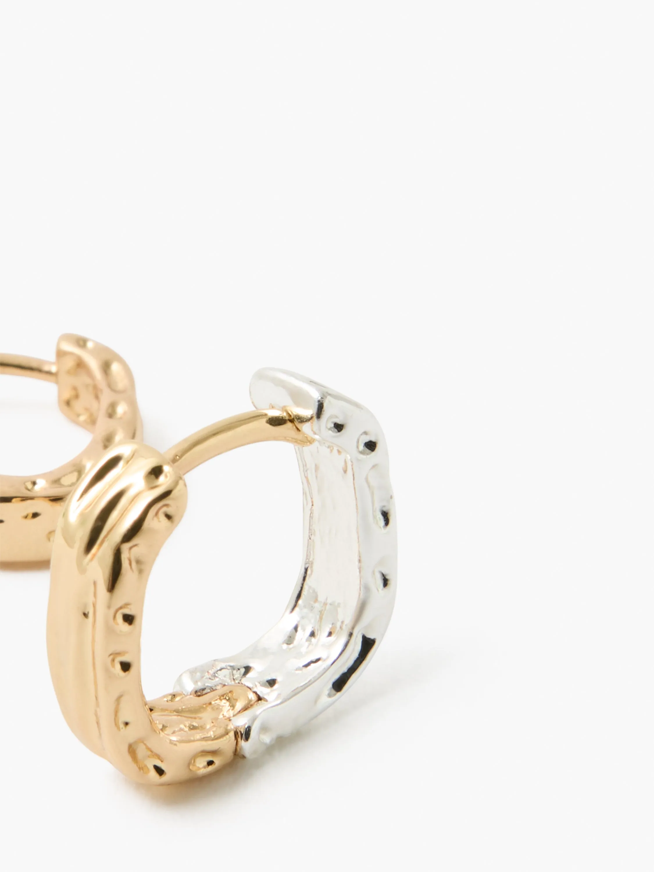 Molten Mixed Metal Square Huggie Hoop Earrings