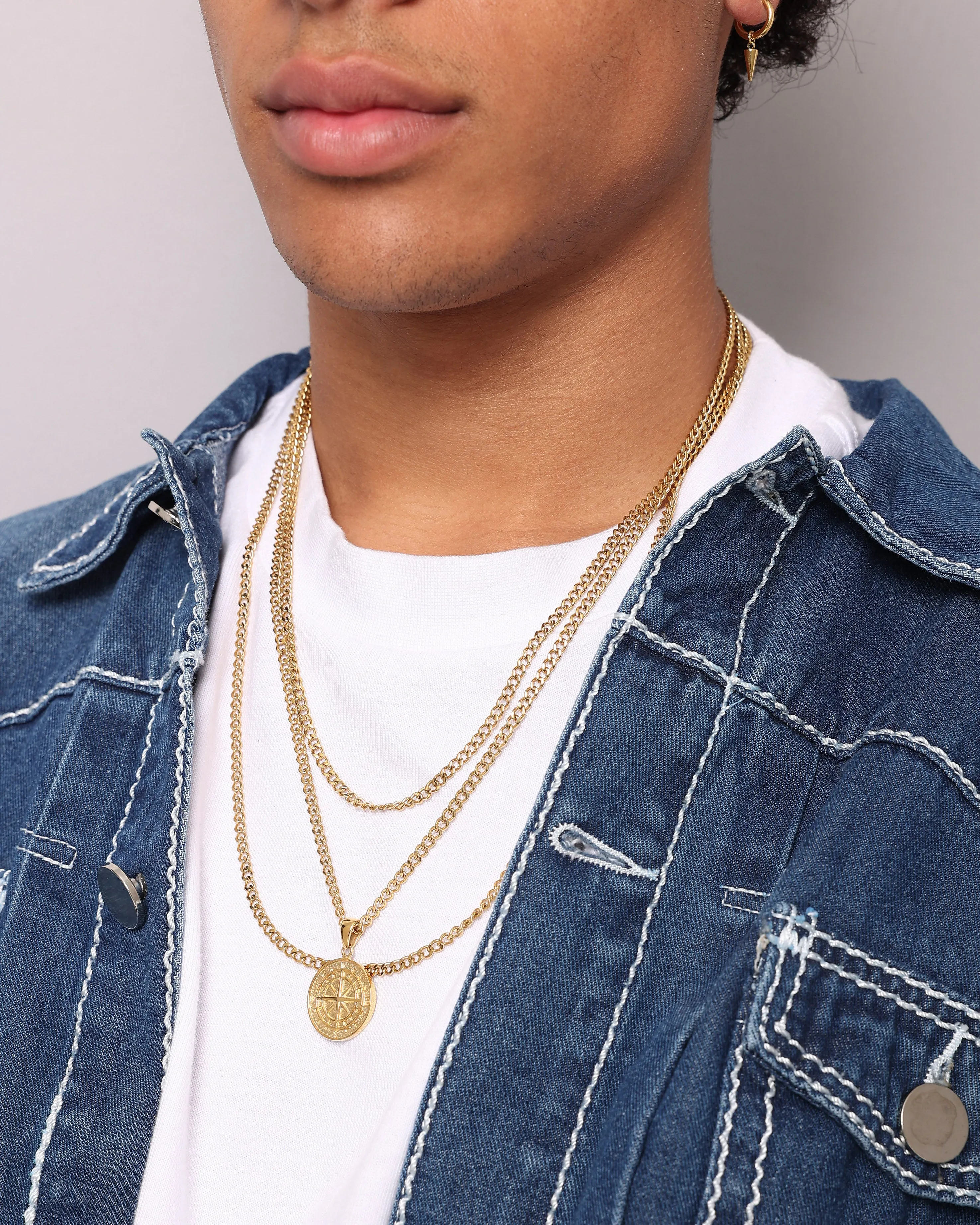 NXS Compass Necklace Set Gold